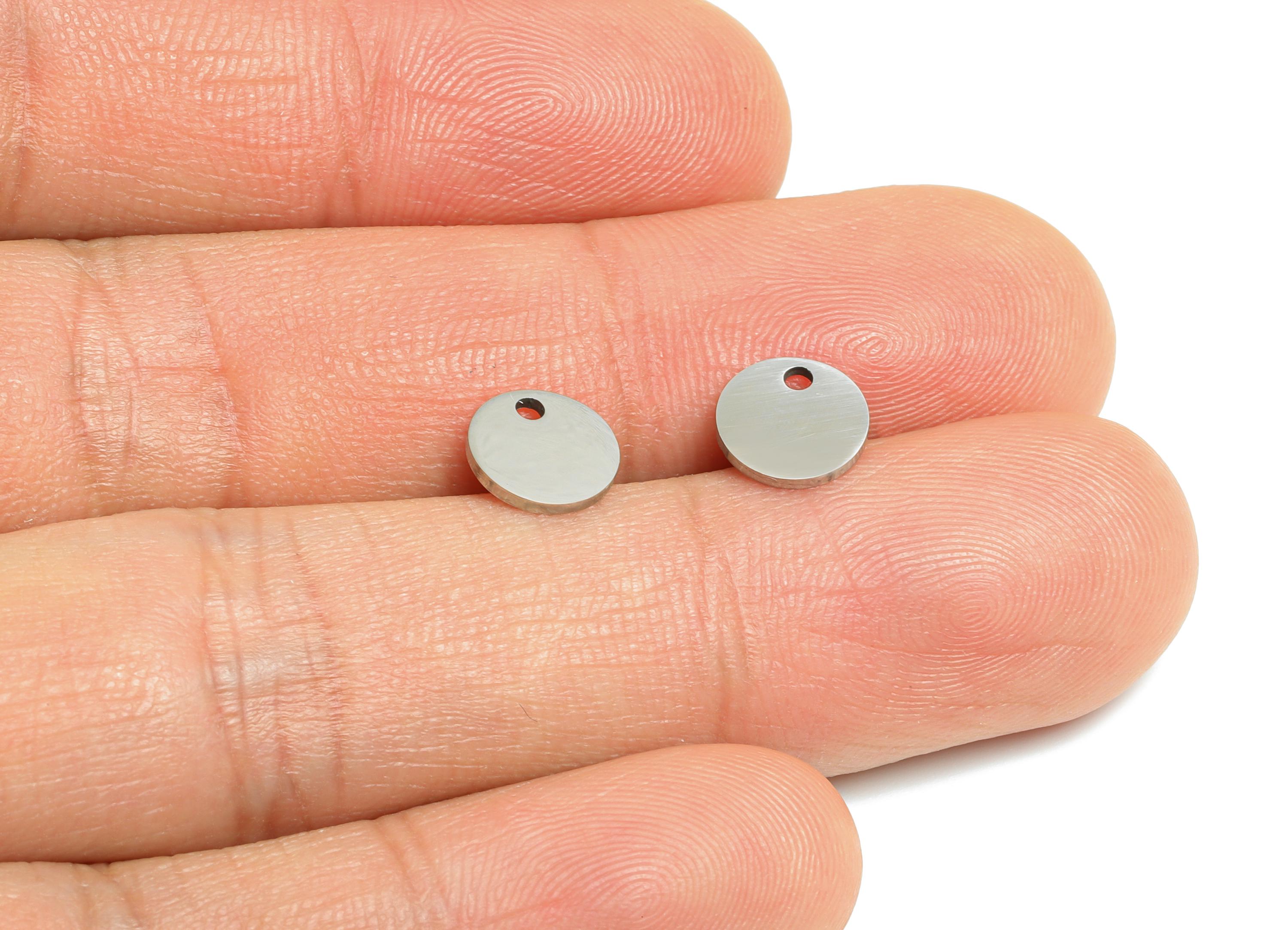 Steel Round Charms - Stainless Steel Geometric Jewelry - Metal Round Jewelry Charm - DIY Bracelet Making Supplies - 7.8x7.8x0.98mm - SS2325 - DOMEDBAZAAR