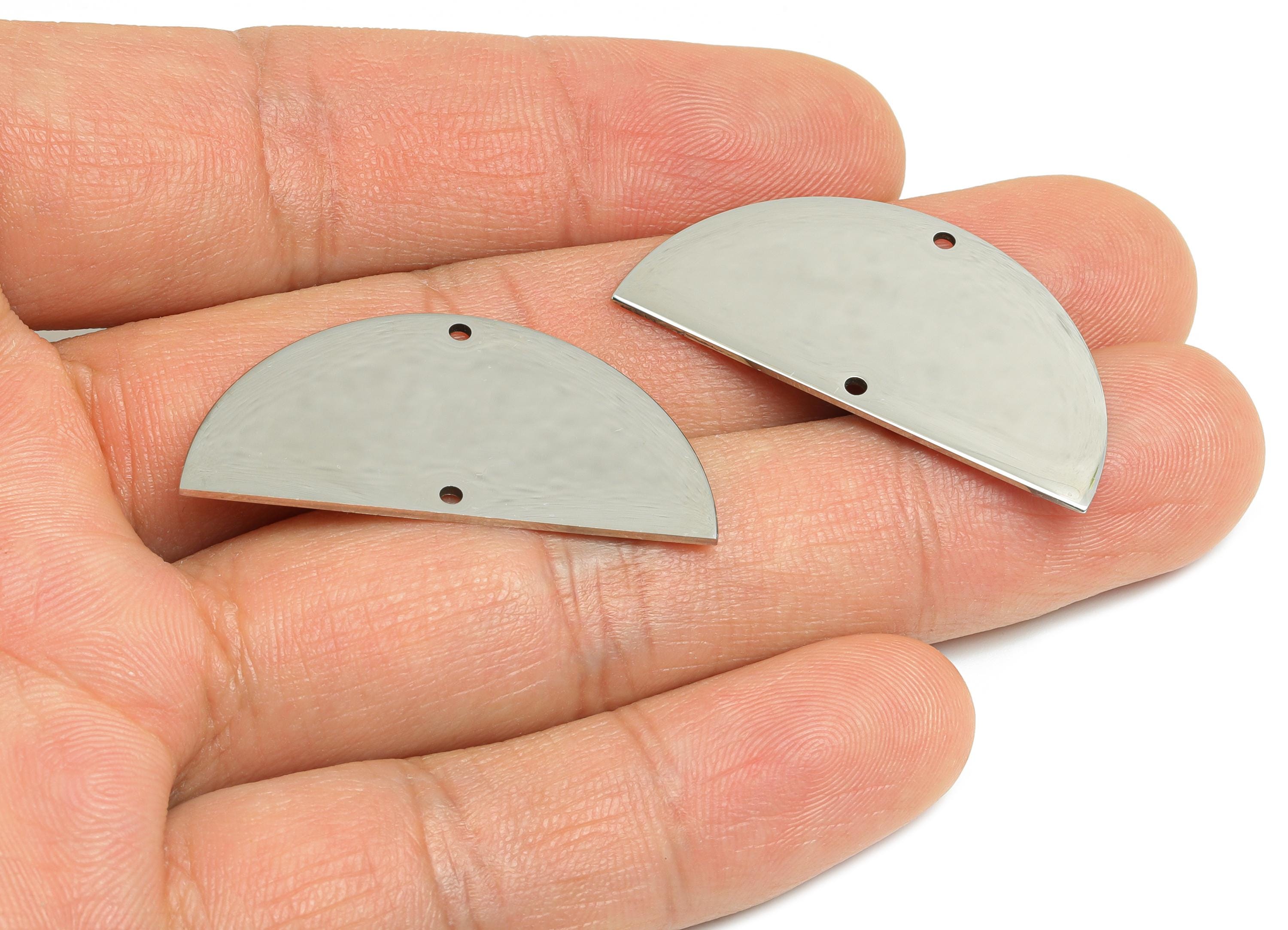Steel Semicircle Connector - Half Round Geometric Pendant - Flat Metal Laser Cut Industrial Jewelry - Steel Making - 36x18x0.98mm - SS2284 - DOMEDBAZAAR
