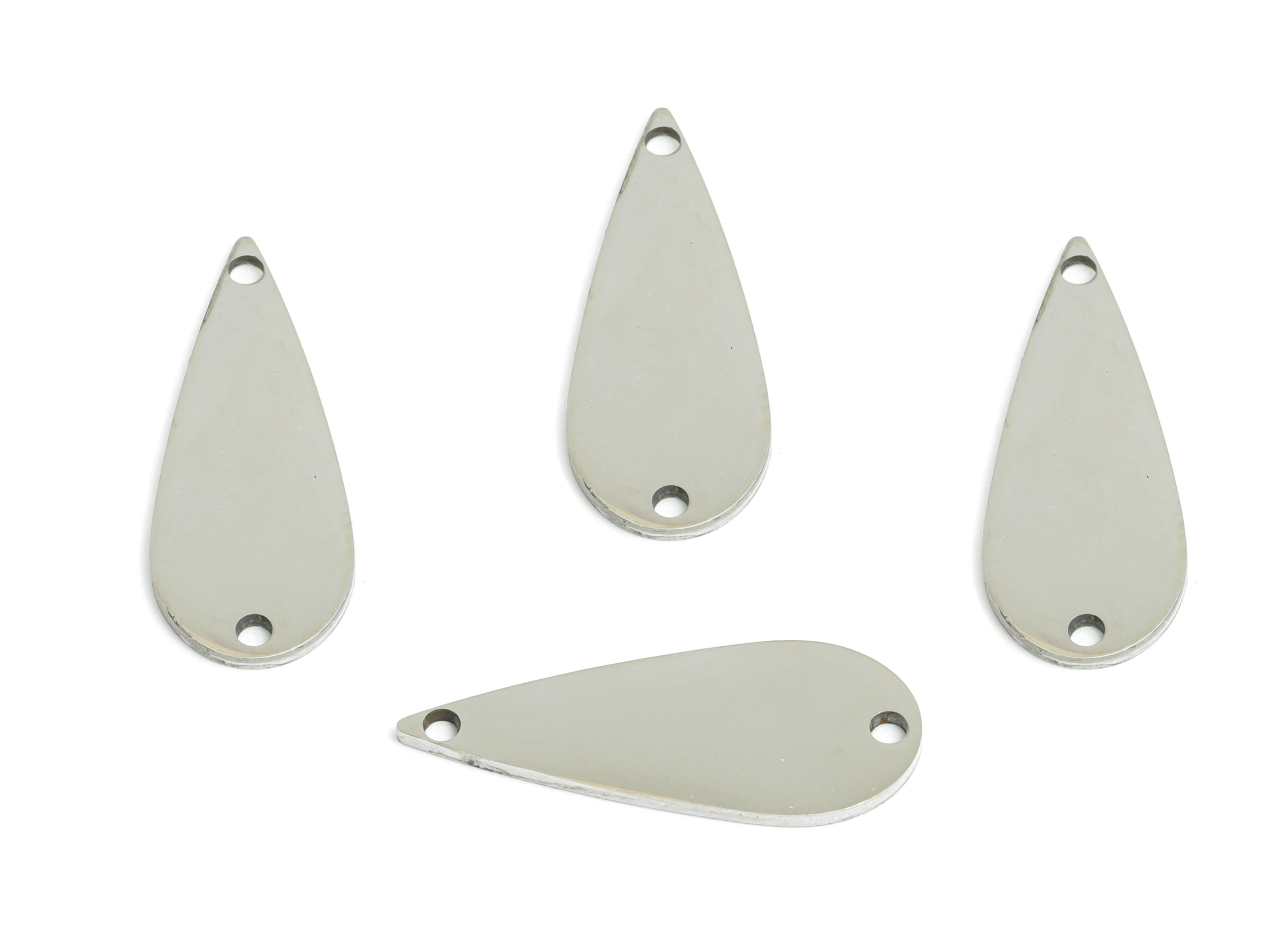 Steel Teardrop Connector - Minimalist Geometric Jewelry Components - Laser Cut Industrial Jewelry - Steel Making - 21x8.53x0.98mm - SS2290 - DOMEDBAZAAR