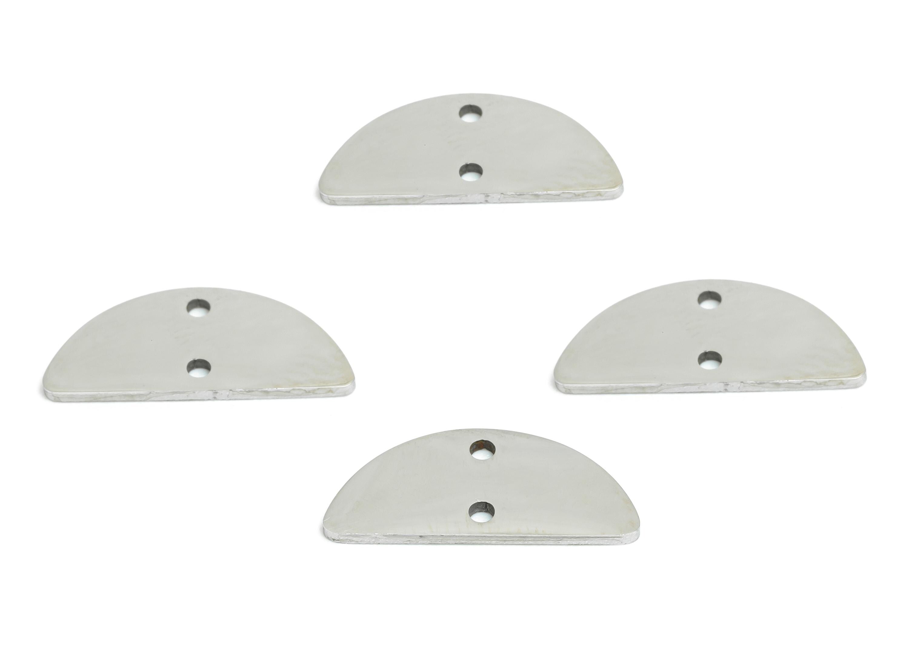 Steel Semicircle Connector - Modern Half Moon Geometric Pendant - Laser Cut Industrial Jewelry - Steel Charms - 16.9x7.4x0.98mm - SS2261 - DOMEDBAZAAR