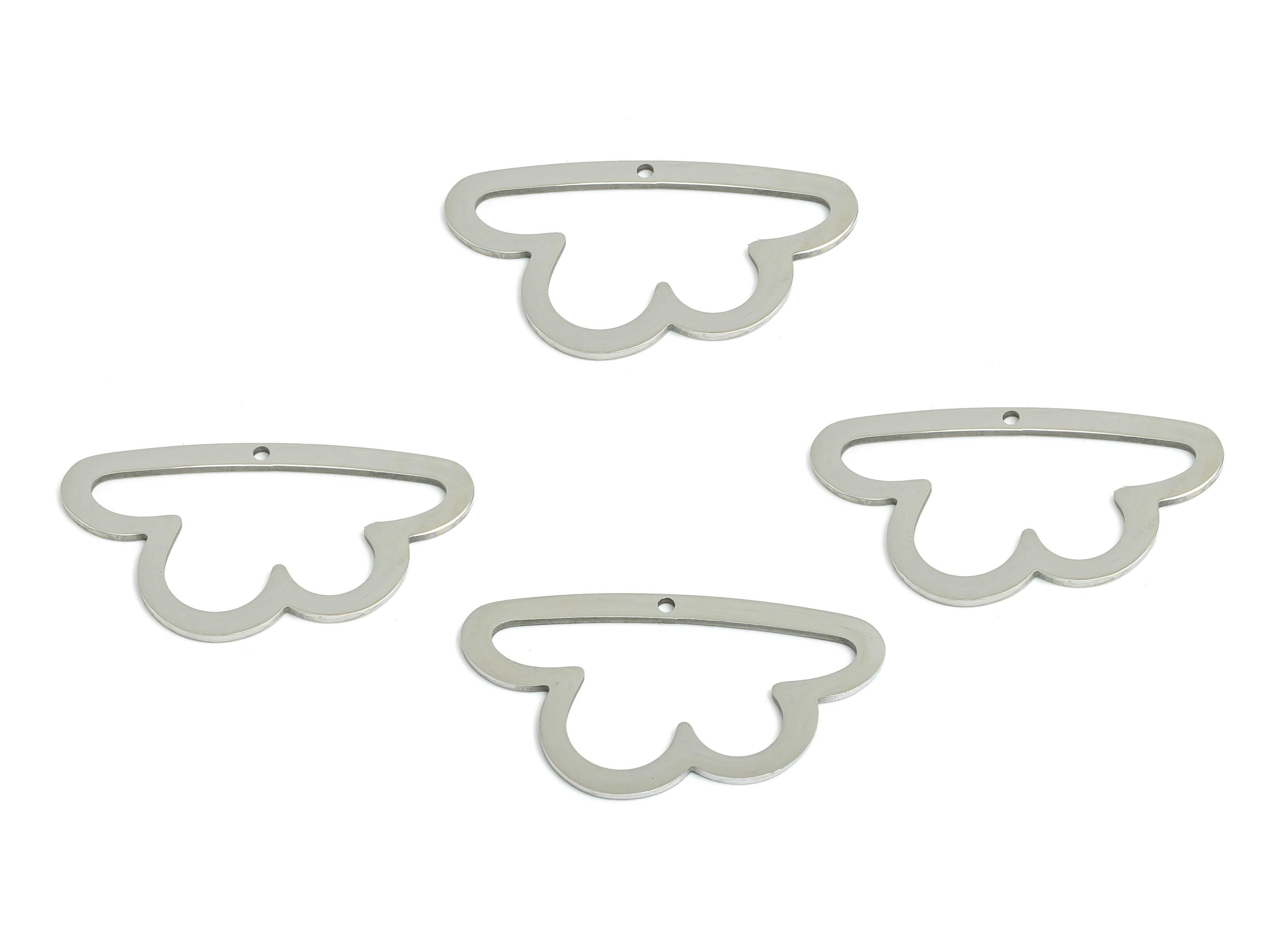 Steel Cloud Charm - Abstract Flat Metal Pendant for DIY Crafts Making - Trendy Jewelry Components for Necklaces - 30.35x17.4x0.98mm - SS2331 - DOMEDBAZAAR