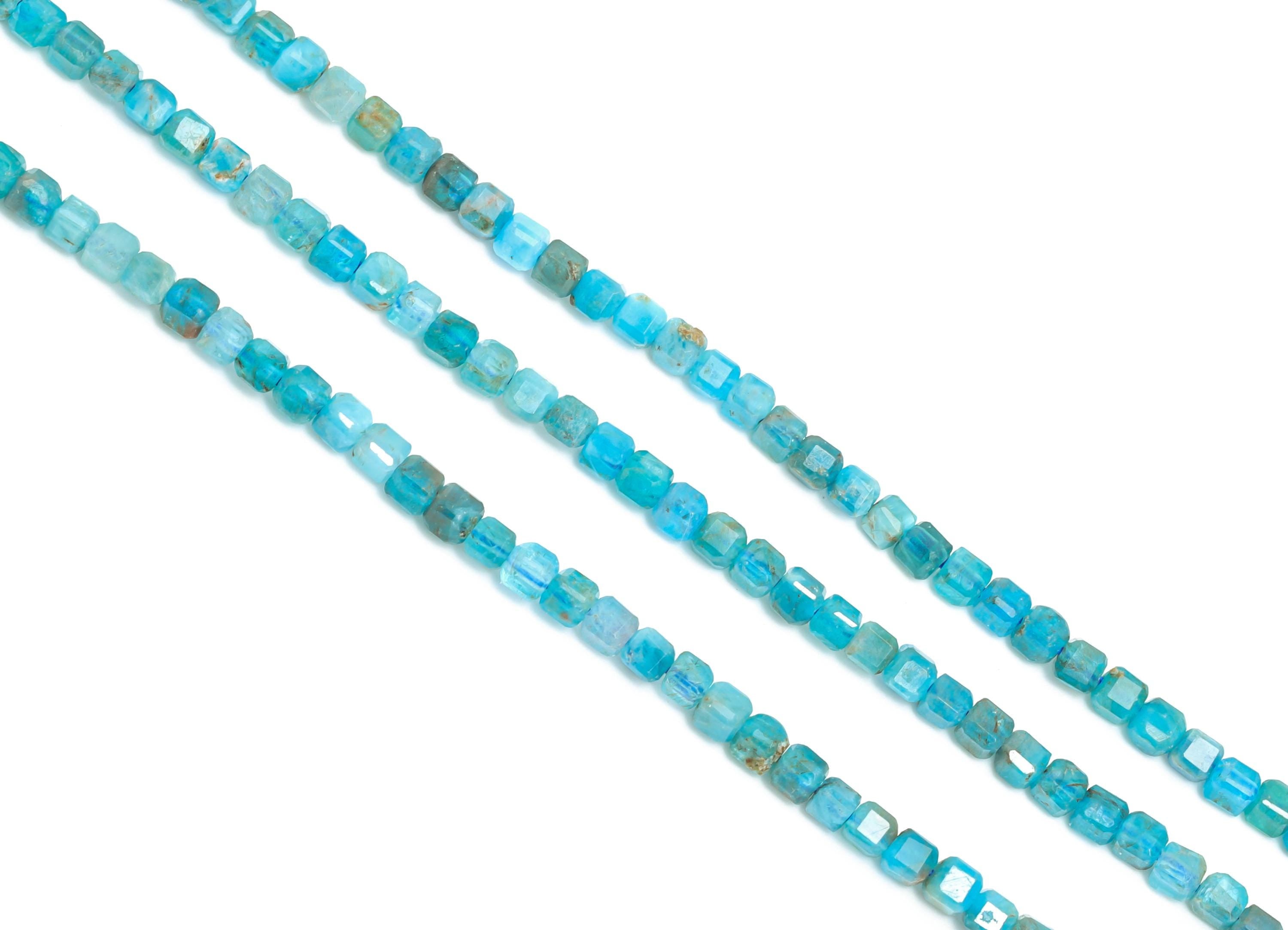 2mm Blue Apatite Natural Stone Bead - Faceted Cube Blue Bead 15.5inch/Strand - Gemstone Craft - DIY Beading Supplies - NS2514 - DOMEDBAZAAR