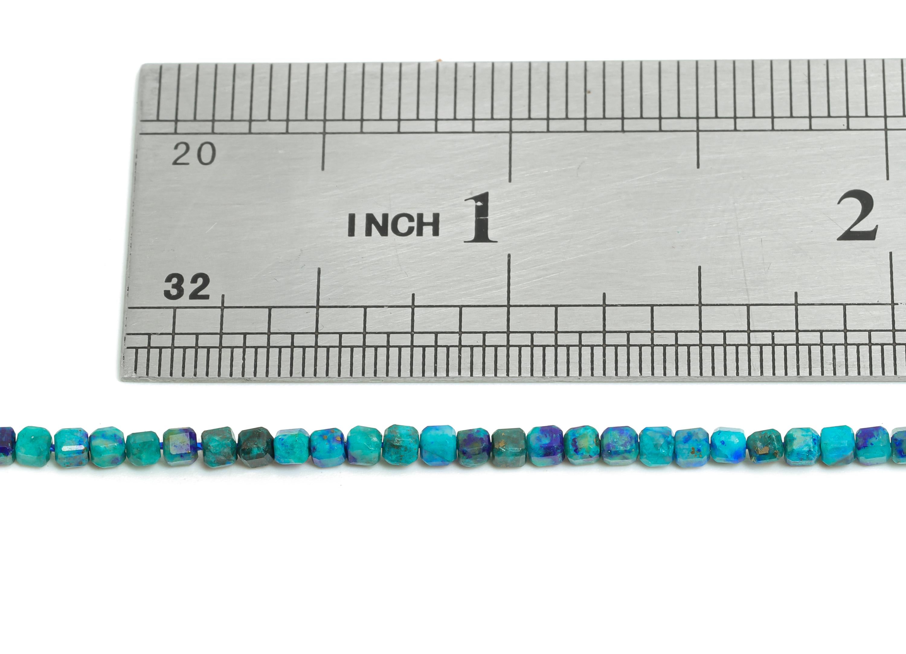 2x2mm Azurite Natural Stone Beads - Faceted Cube Azurite 15.5 inch /Strand - Crafting Gemstone Beads - Beads Craft Making - NS2483 - DOMEDBAZAAR