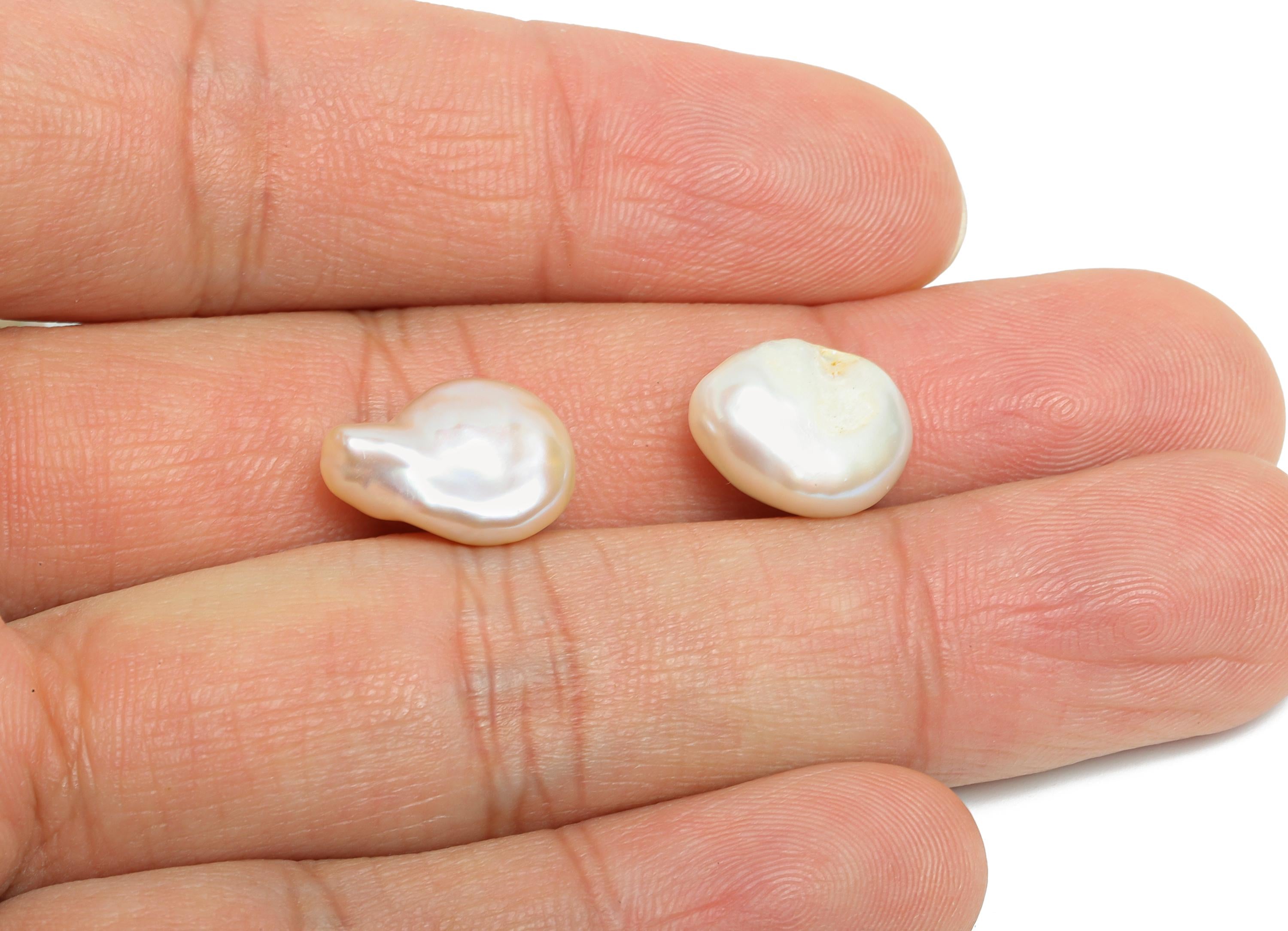 Freshwater Pearls - Baroque Buttons Pearls - Iridescent Geometric Pearls - Elegant Irregular Pearls - Jewelry Making - 11x12mm - NS2422 - DOMEDBAZAAR