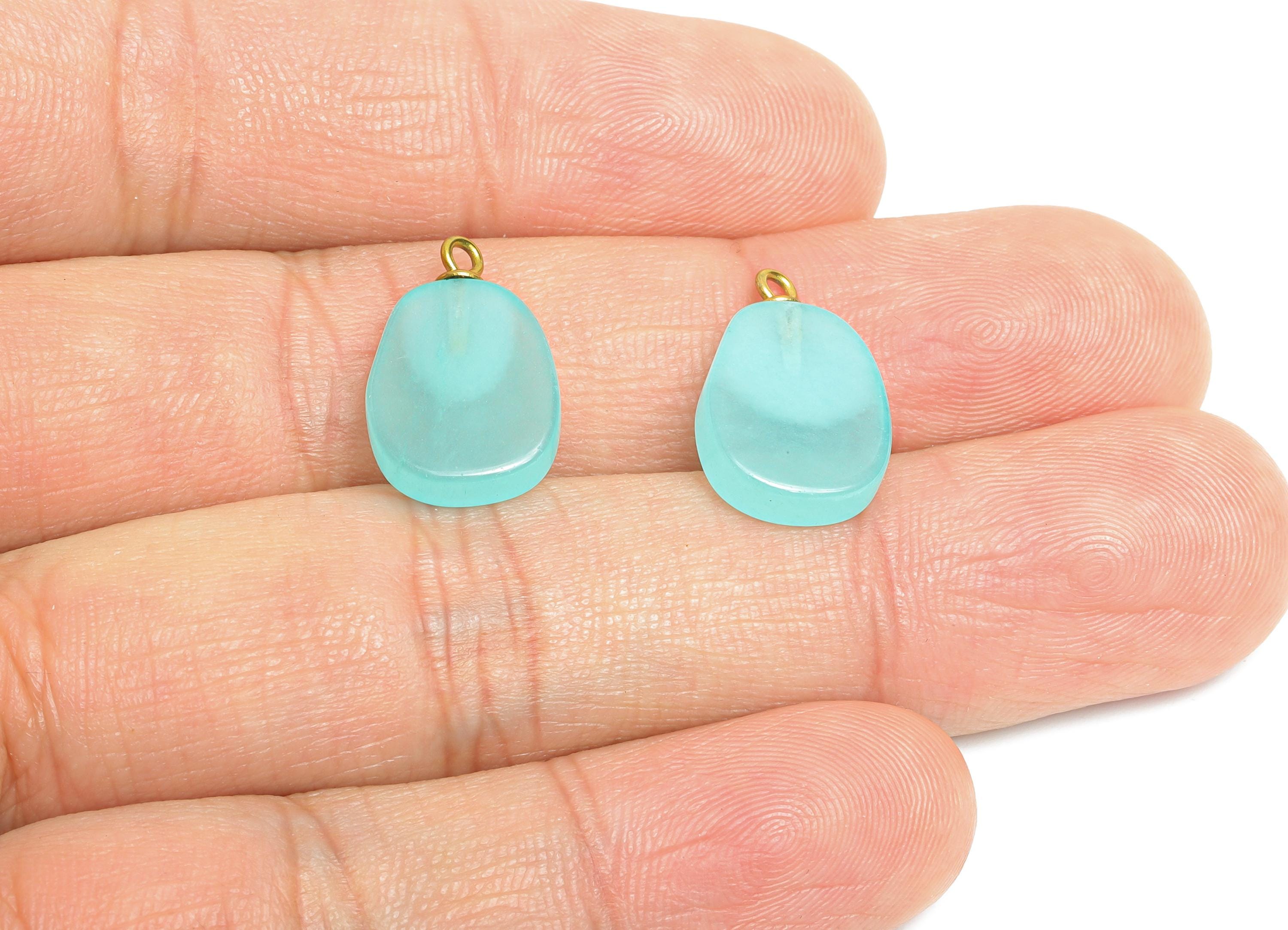 Lanyu Jade Natural Stone Charm - Steel Smooth Stone Necklace Pendant - Unique Gemstone DIY - 18K Gold Vacuum Plated - 17.8x11x3.6mm - NS3004 - DOMEDBAZAAR