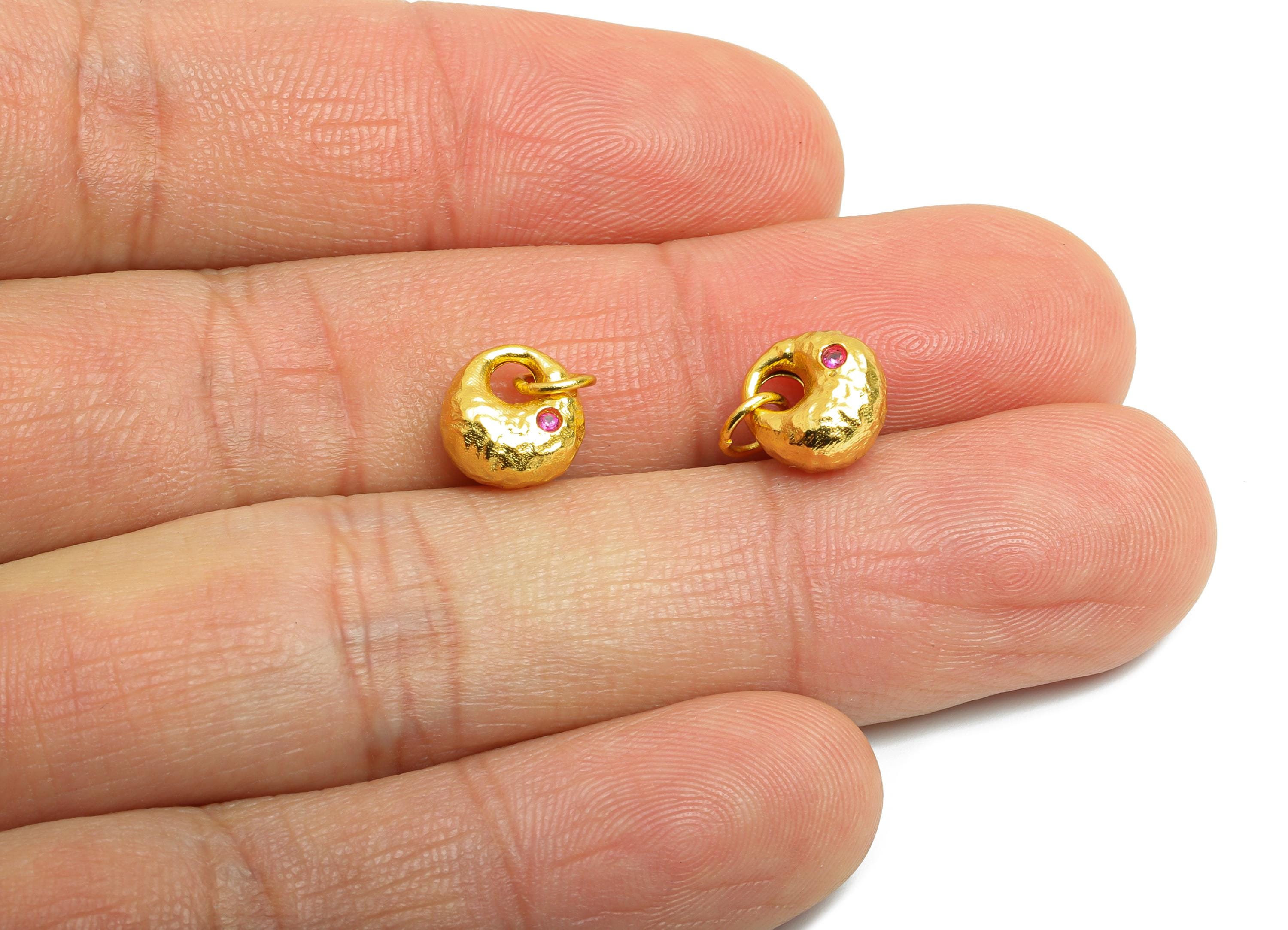 Brass CZ Fortune Bag Charm - Zircon Charm for Jewelry Making - Mini Money Bag Charm Pendant - 24K Real Gold Plated - 8x8x5mm - RGP10979 - DOMEDBAZAAR