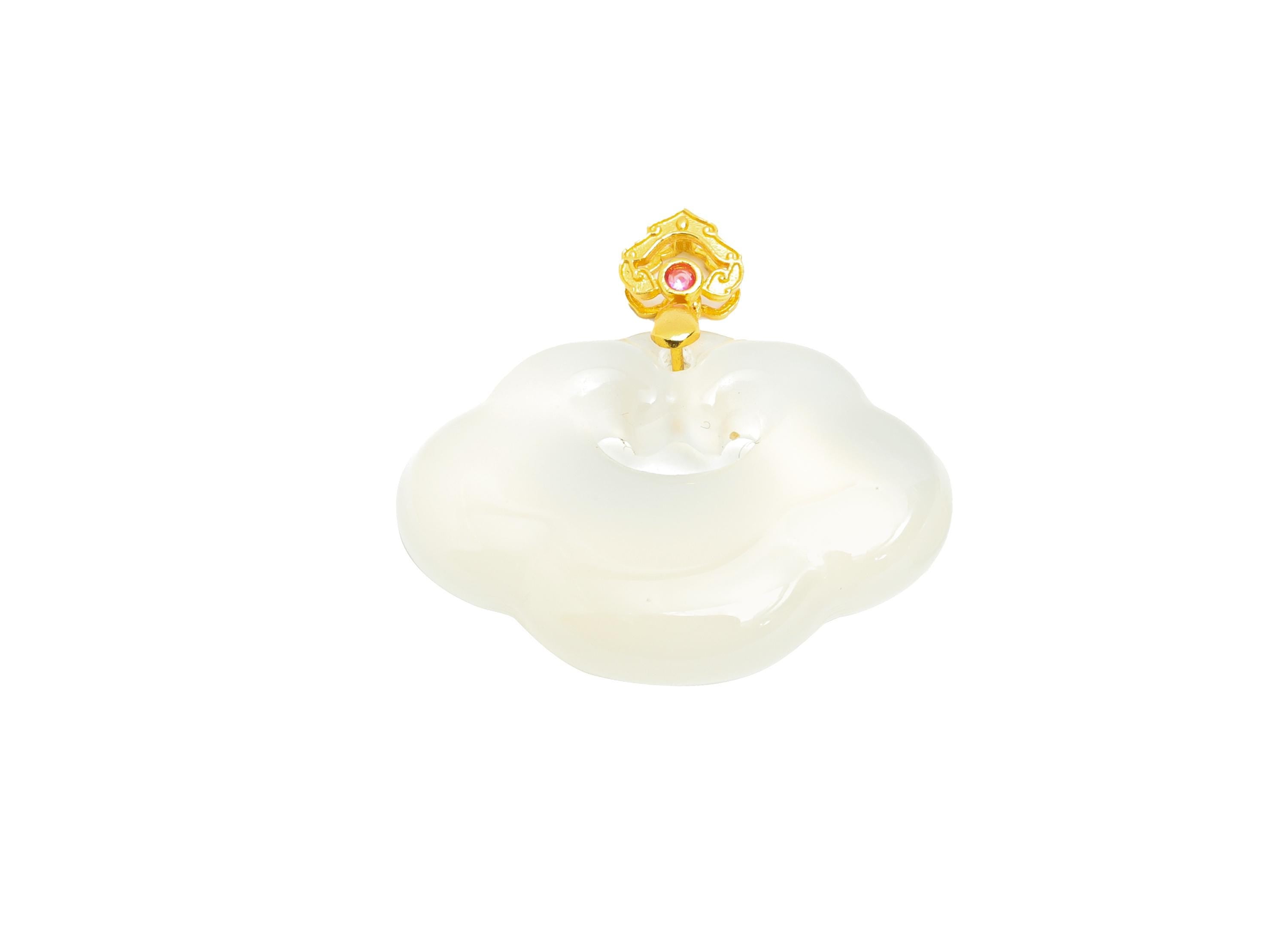 Brass CZ Chalcedony Charm - Chalcedony Healing For Necklace - Chalcedony Charm for Good Vibes - 24K Real Gold Plated - 27x27x7mm- RGP10978 - DOMEDBAZAAR