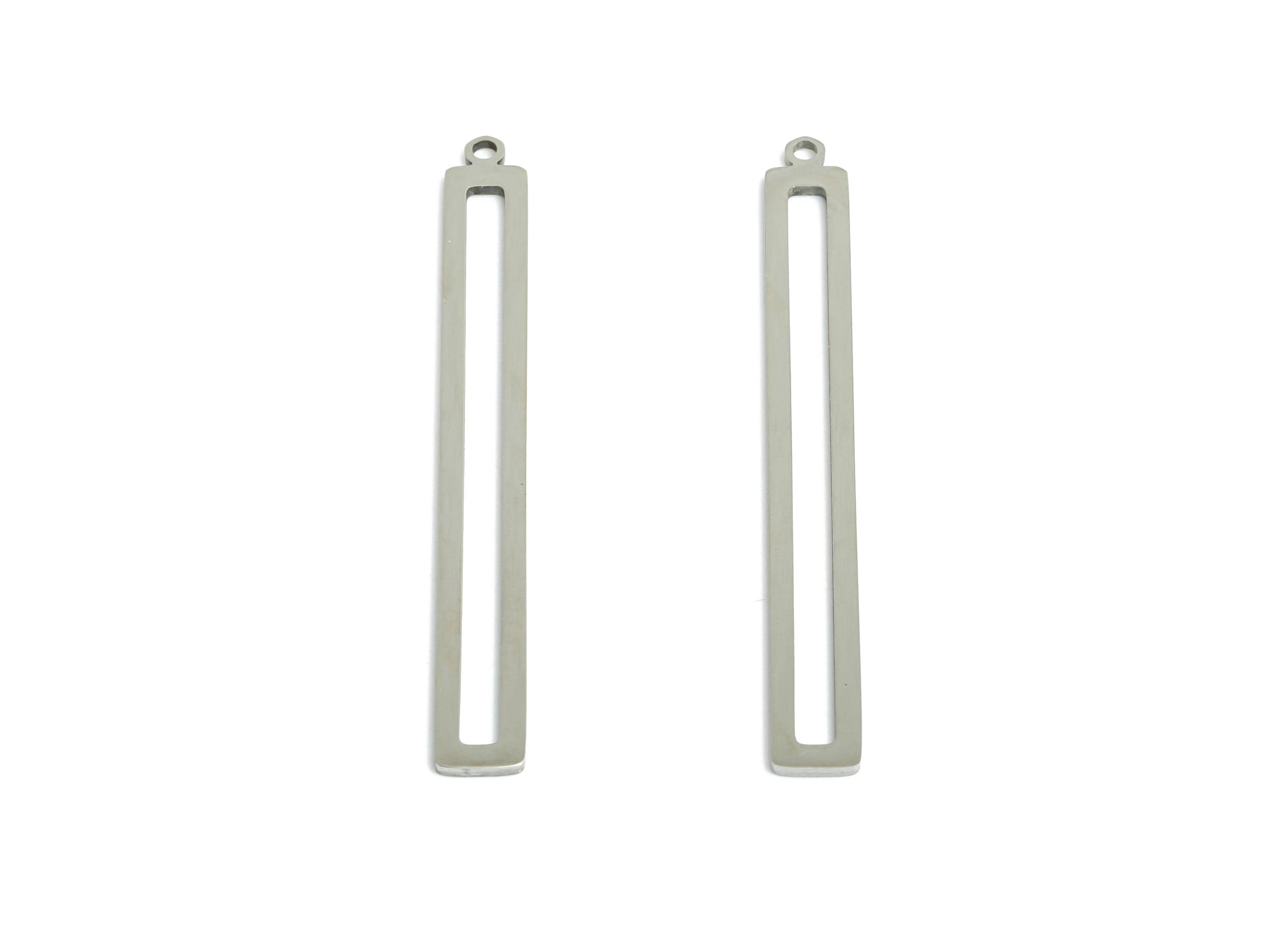 Steel Rectangle Stick Pendant - Minimalist Sleek Bar Charms for DIY Jewelry - Modern Geometric Stick Pendant - 42.65x4.78x0.98mm - SS2346 - DOMEDBAZAAR