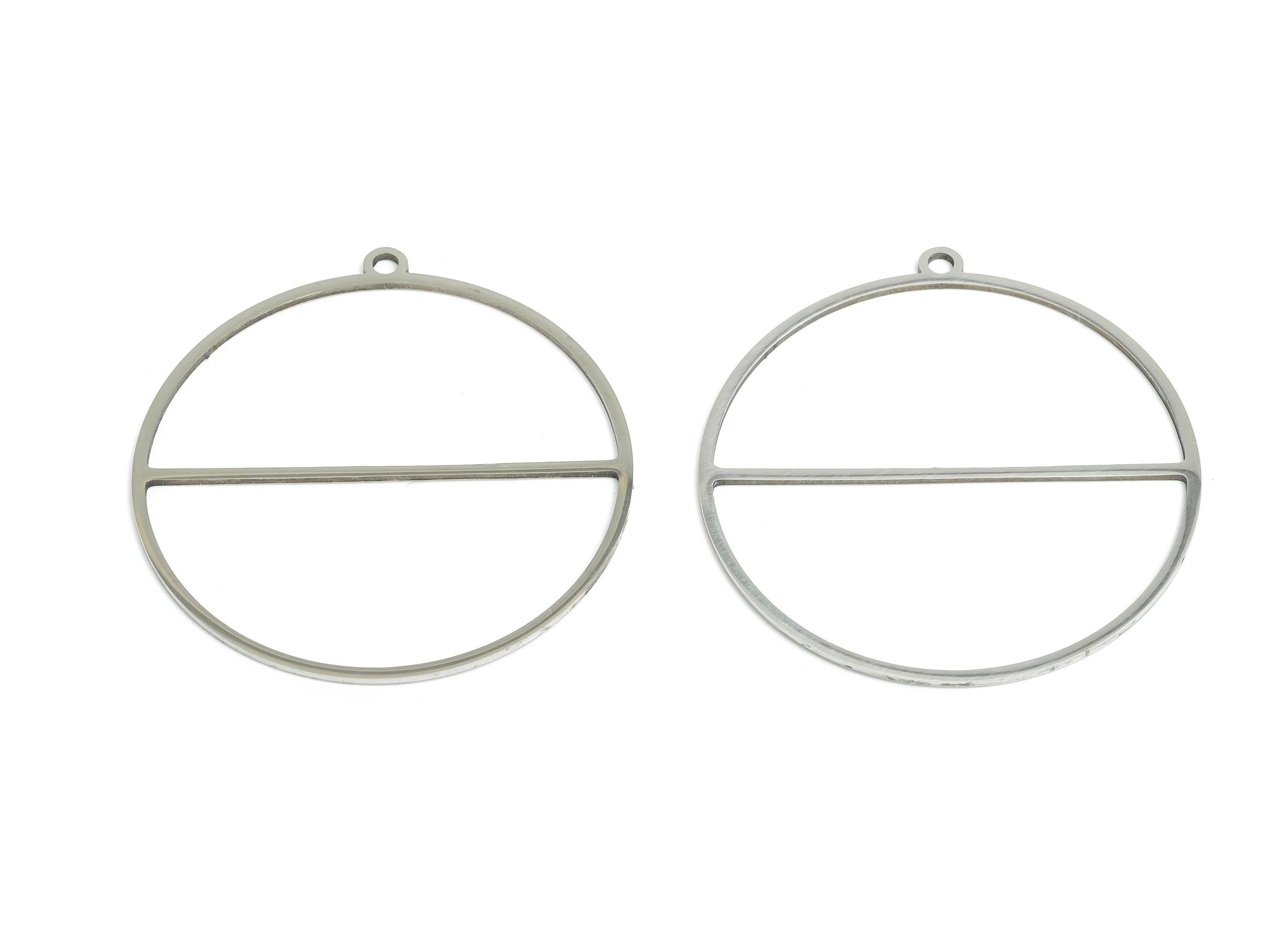 Steel Round Pendant - Hollow Laser-Cut Metal Frame Component - Modern Geometric Flat Metal Jewelry - Steel Finding - 40x38x0.98mm - SS2296 - DOMEDBAZAAR