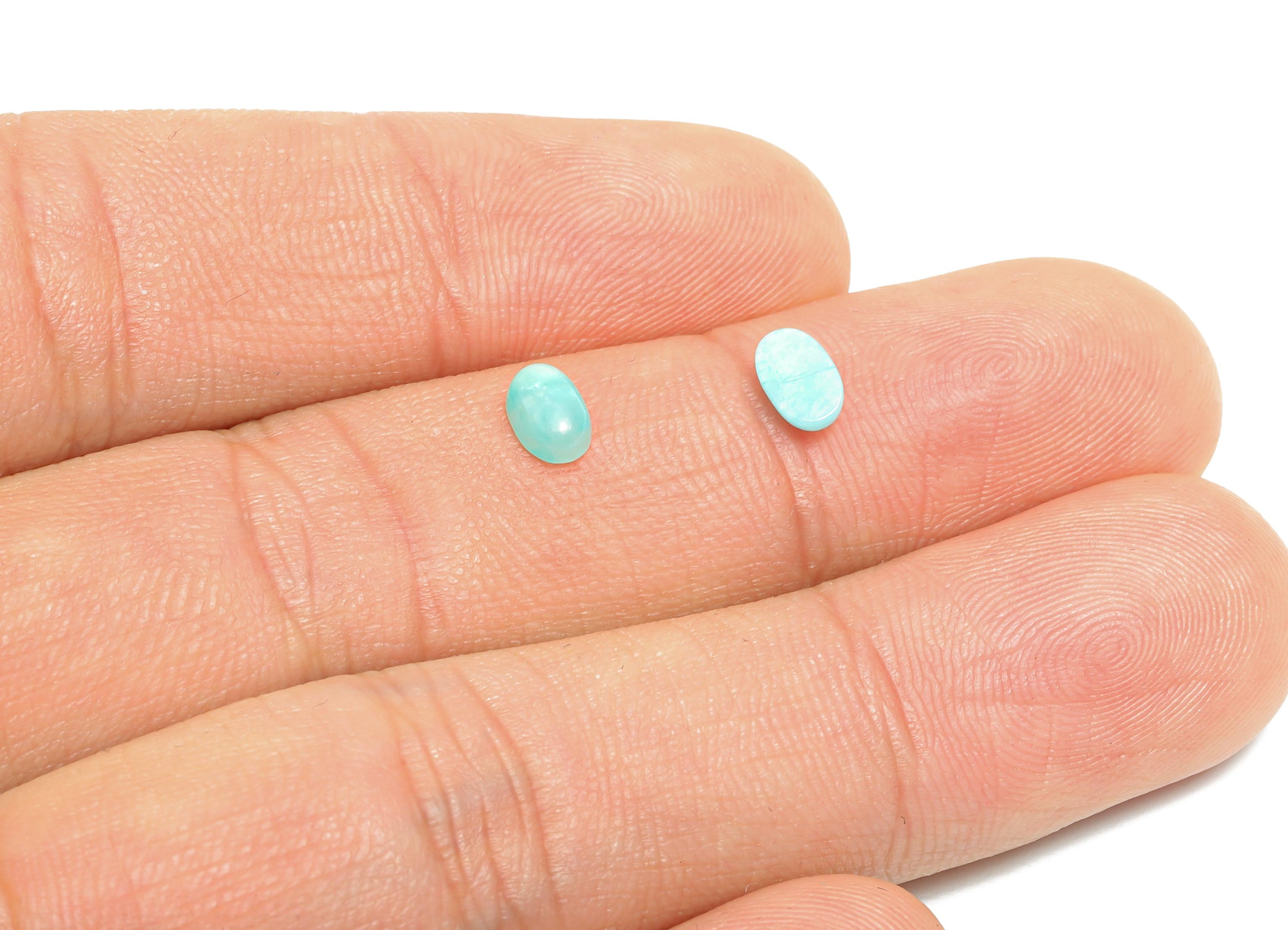 4*6mm Oval Amazonite Natural Stone - Oval Stone Cabochon For Crafts - DIY Bezel Setting Stone Jewelry Supplies - Energy Healing Stone-NS2730 - DOMEDBAZAAR
