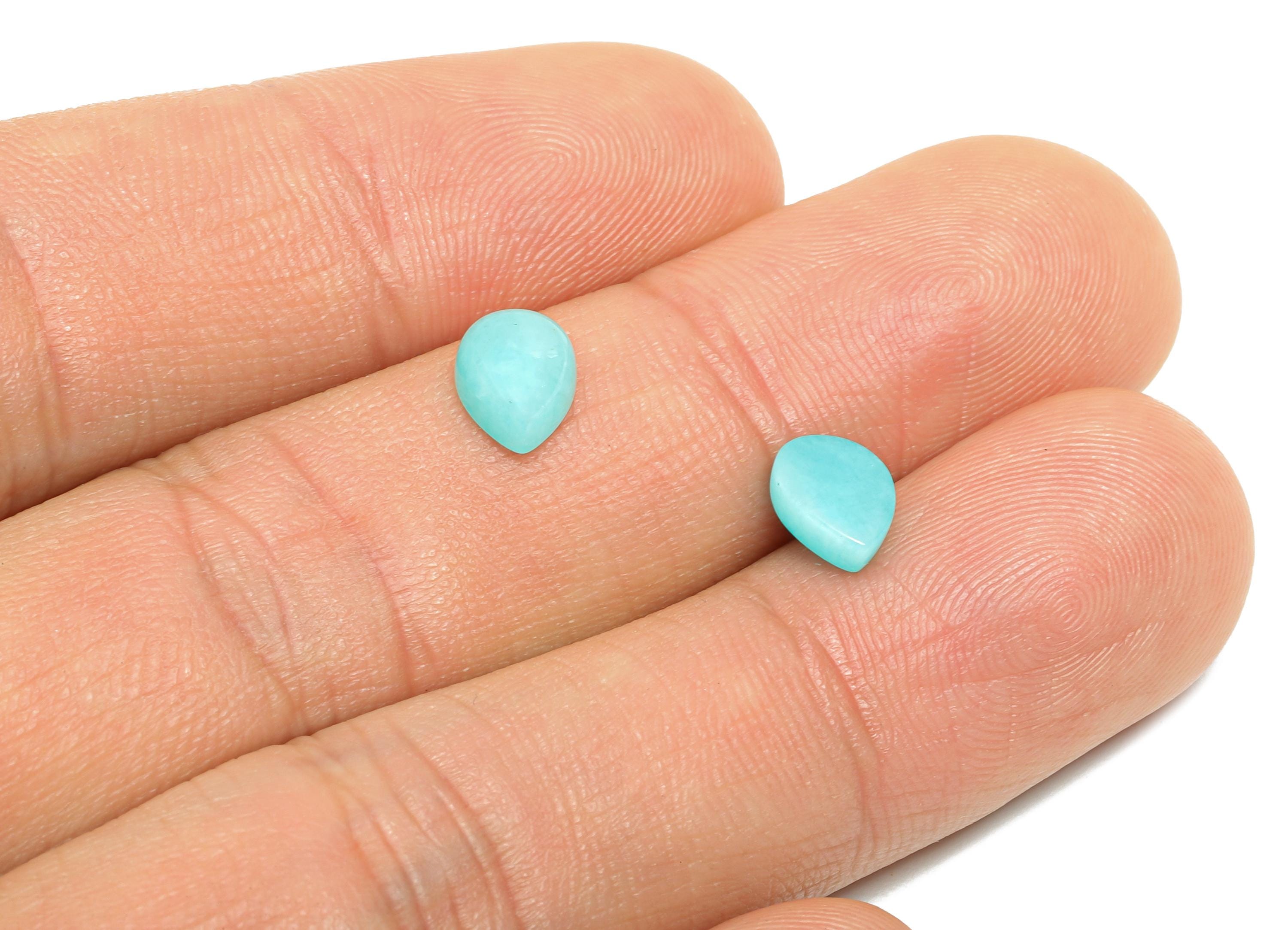 6*8mm Drop Amazonite Natural Stone - Teardrop Cabochon For Crafts - DIY Bezel Setting Stone Jewelry Supplies - Energy Healing Stone -NS2729 - DOMEDBAZAAR