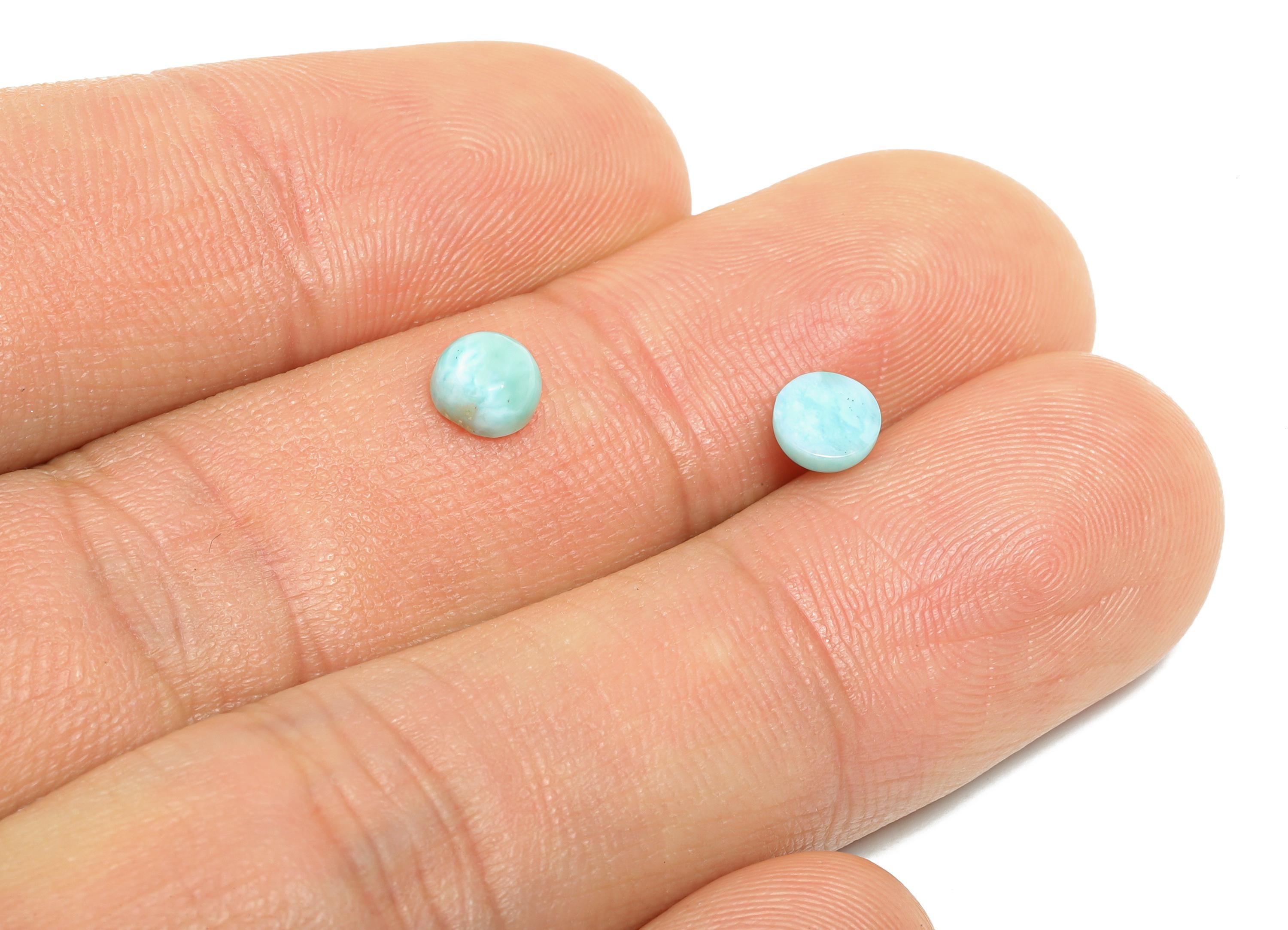 5mm Round Larimar Natural Stone - Blue Larimar Cabochon For Crafts - Larimar Stone For Bezel Setting - Larimar For Jewelry Making - NS2740 - DOMEDBAZAAR