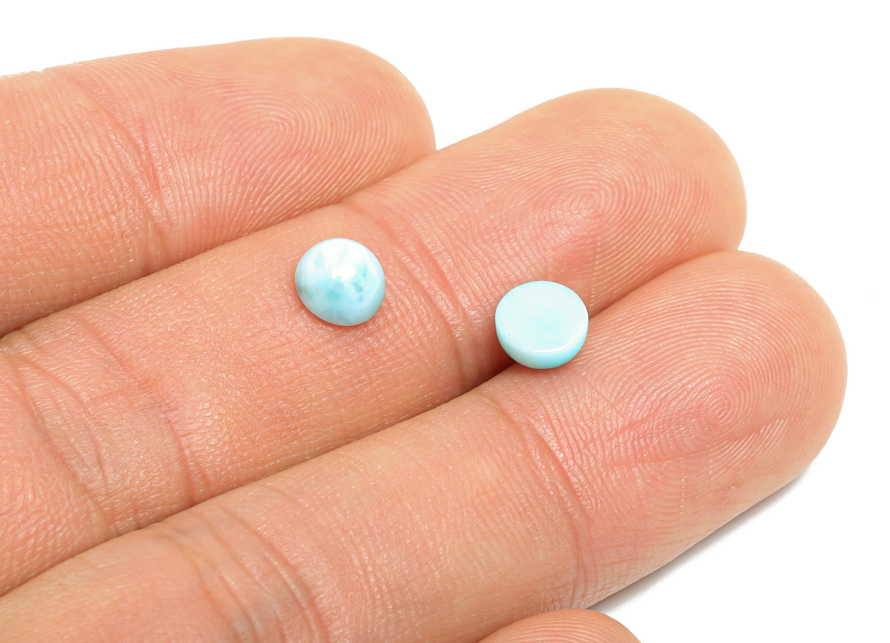 6mm Round Larimar Natural Stone - Blue Larimar Cabochon For Crafts - Larimar Stone For Bezel Setting - Larimar For Jewelry Making - NS2741 - DOMEDBAZAAR