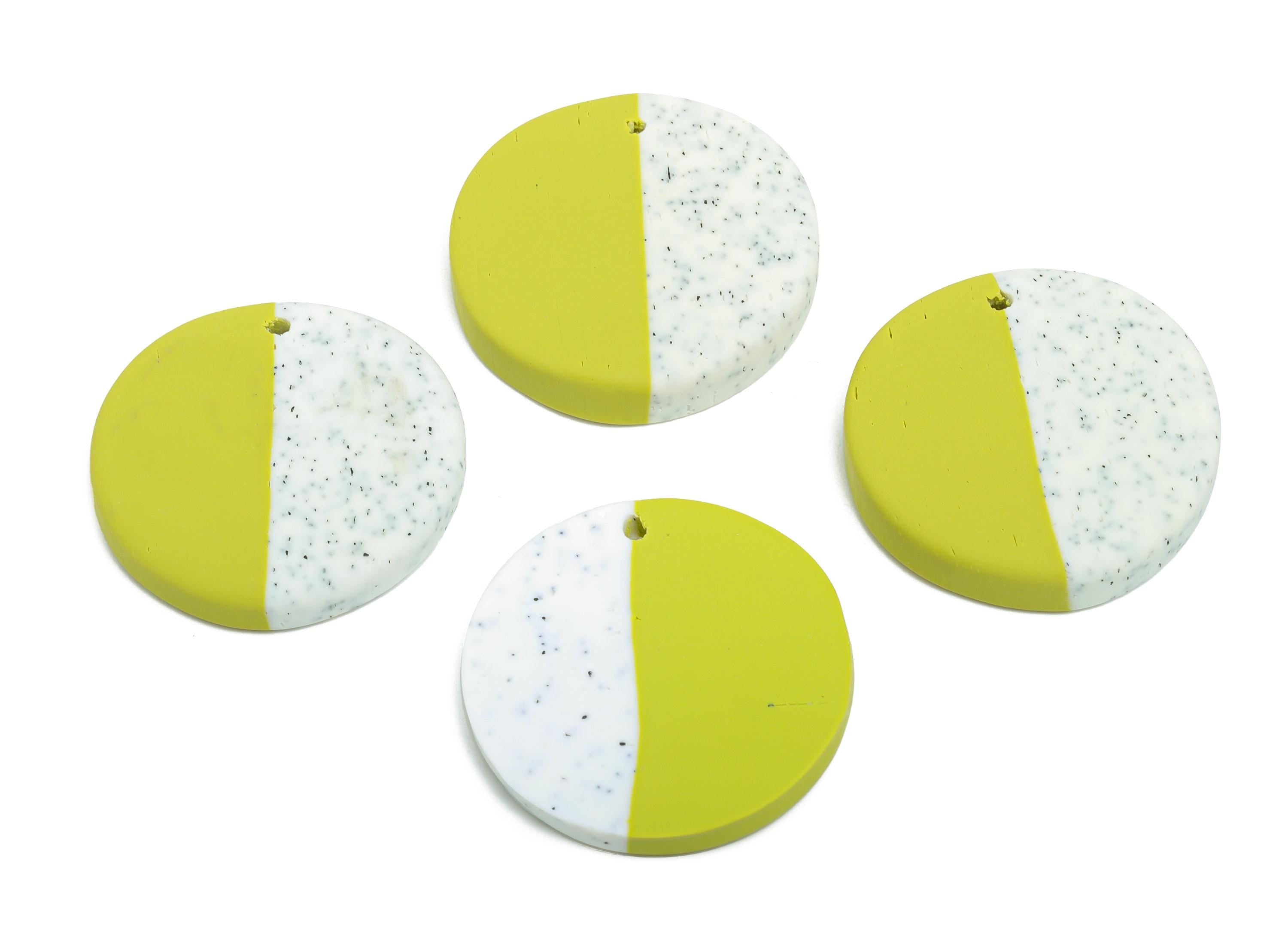 Polymer Clay Round Earring Charms - Polymer Clay Circle Pendant - Earring Findings - Handmade Jewelry DIY - 24.7x25.65x4.35mm - PC2361 - DOMEDBAZAAR