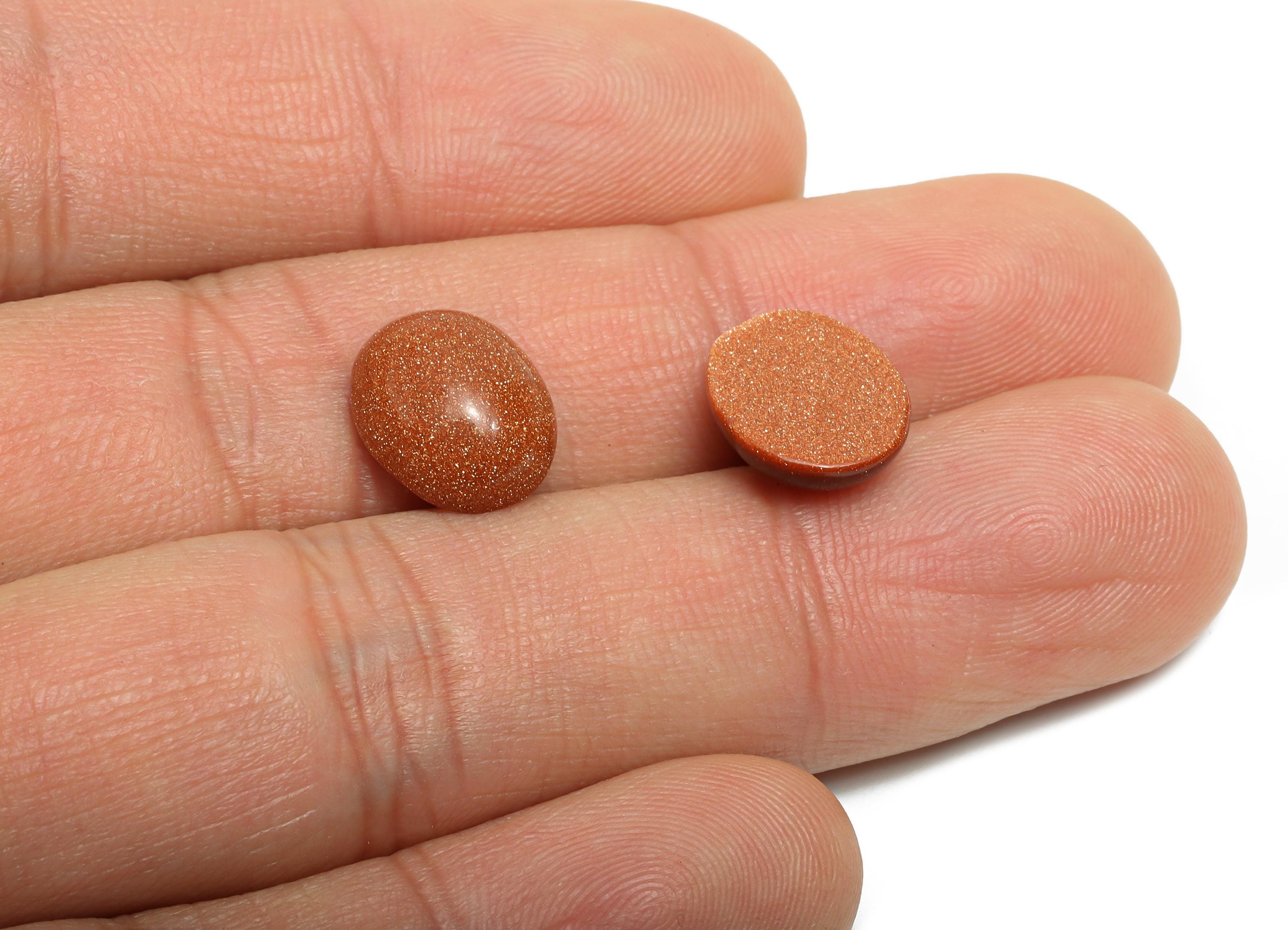 10*12mm Gold Sand Cabochon - Oval Natural Stone for Jewelry Making - Bezel Setting Stone for Ring or Pendant - DIY Craft Supplies - NS2921 - DOMEDBAZAAR