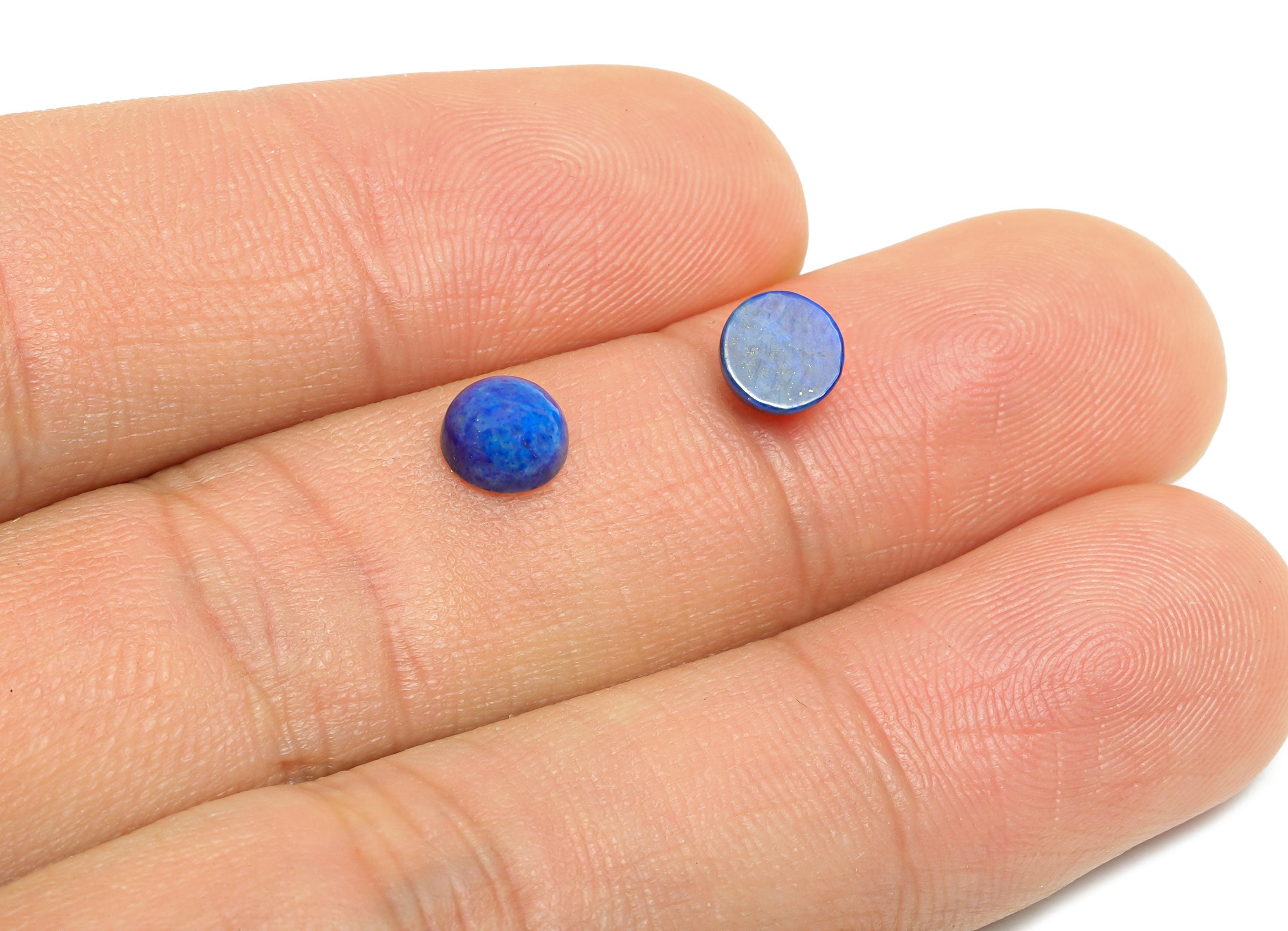 6mm Lapis Lazuli Cabochon - Round Bezel Setting Stone for Jewelry Making - Smooth Lapis Cabochon for Ring - Healing Stone Gemstone - NS2928 - DOMEDBAZAAR