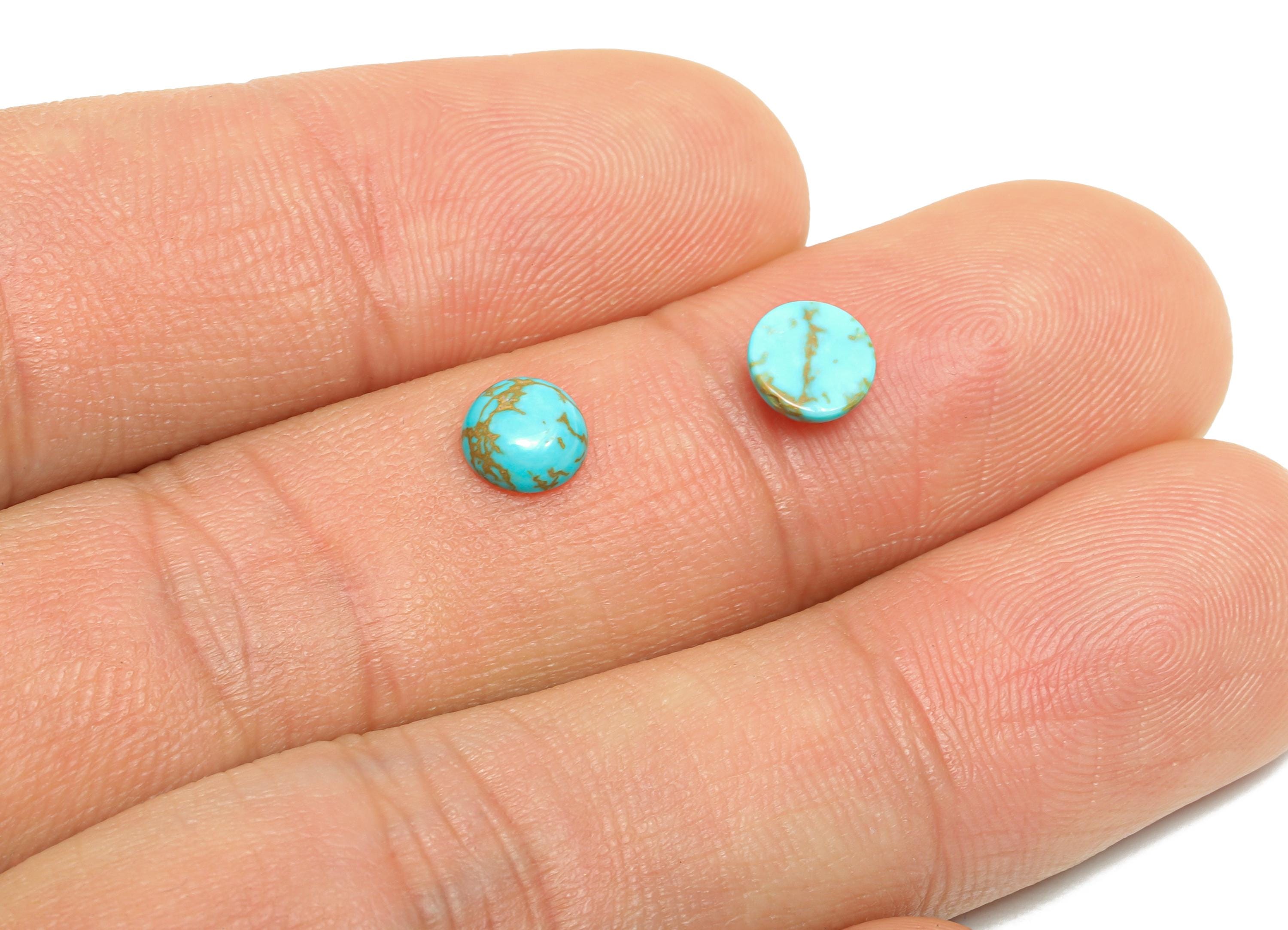 6mm Blue Turquoise Cabochon - Round Bezel Setting Stone for Jewelry Making - Smooth Cabochon for Ring - Healing Stone Gemstone - NS2937 - DOMEDBAZAAR