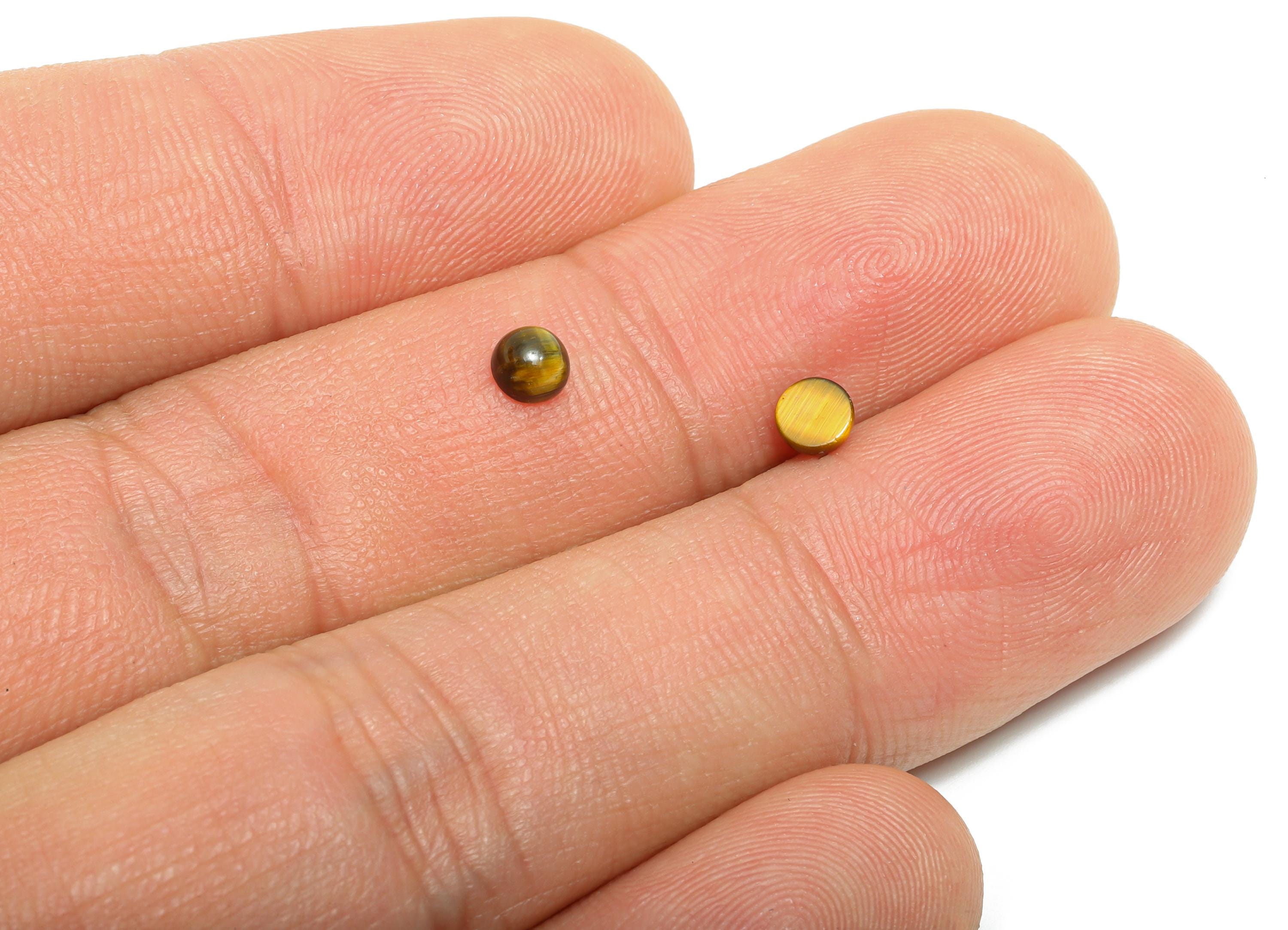 4mm Round Tigereye Cabochon - Natural Stone for Ring Jewelry Setting - High-Quality Cabochon for Bezel Setting - DIY Craft Making - NS2942 - DOMEDBAZAAR