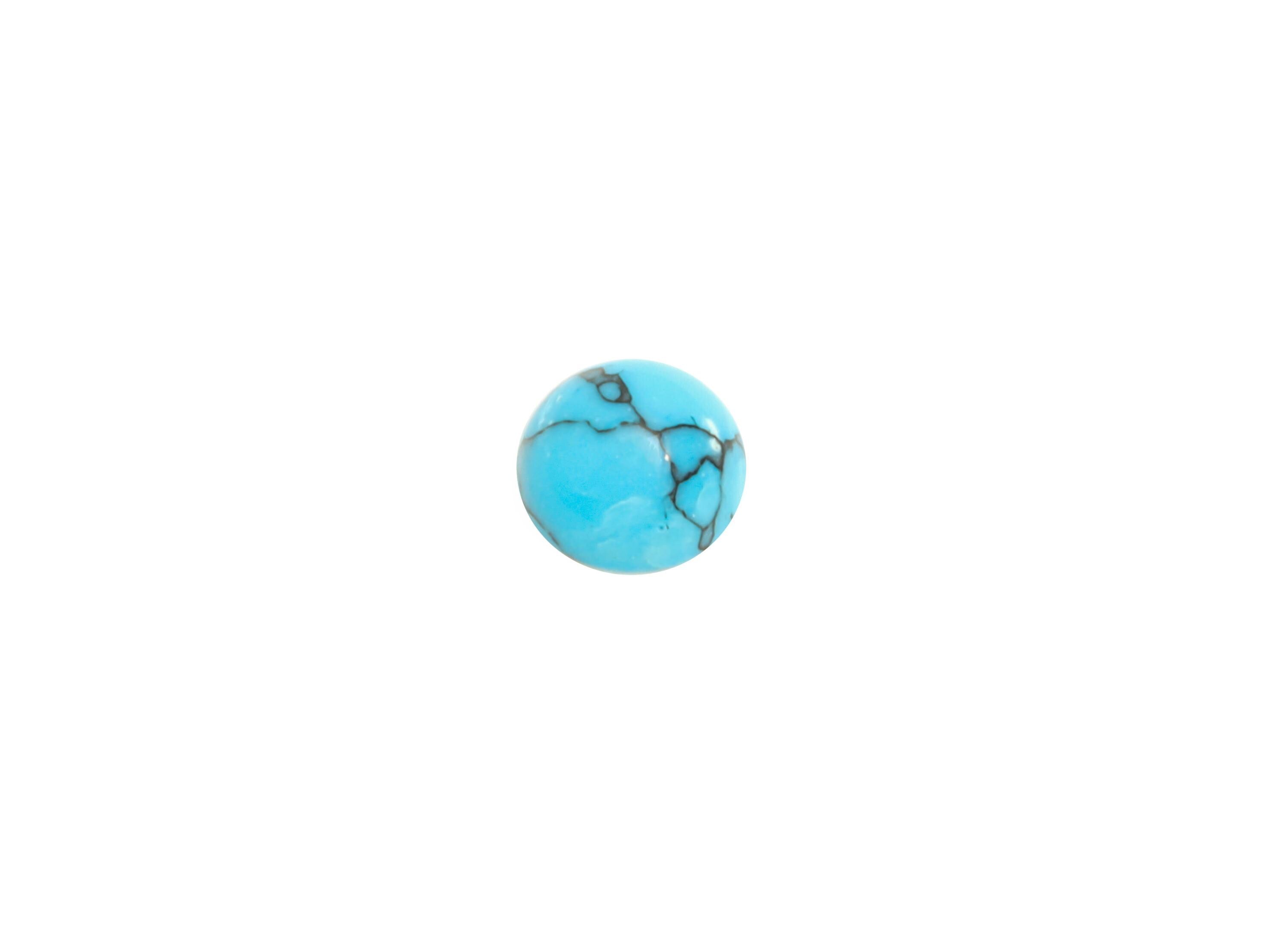 4mm Round Black Line Turquoise Cabochon - Natural Stone for Ring Setting - High-Quality Cabochon for Bezel Setting - Craft Making - NS2943 - DOMEDBAZAAR