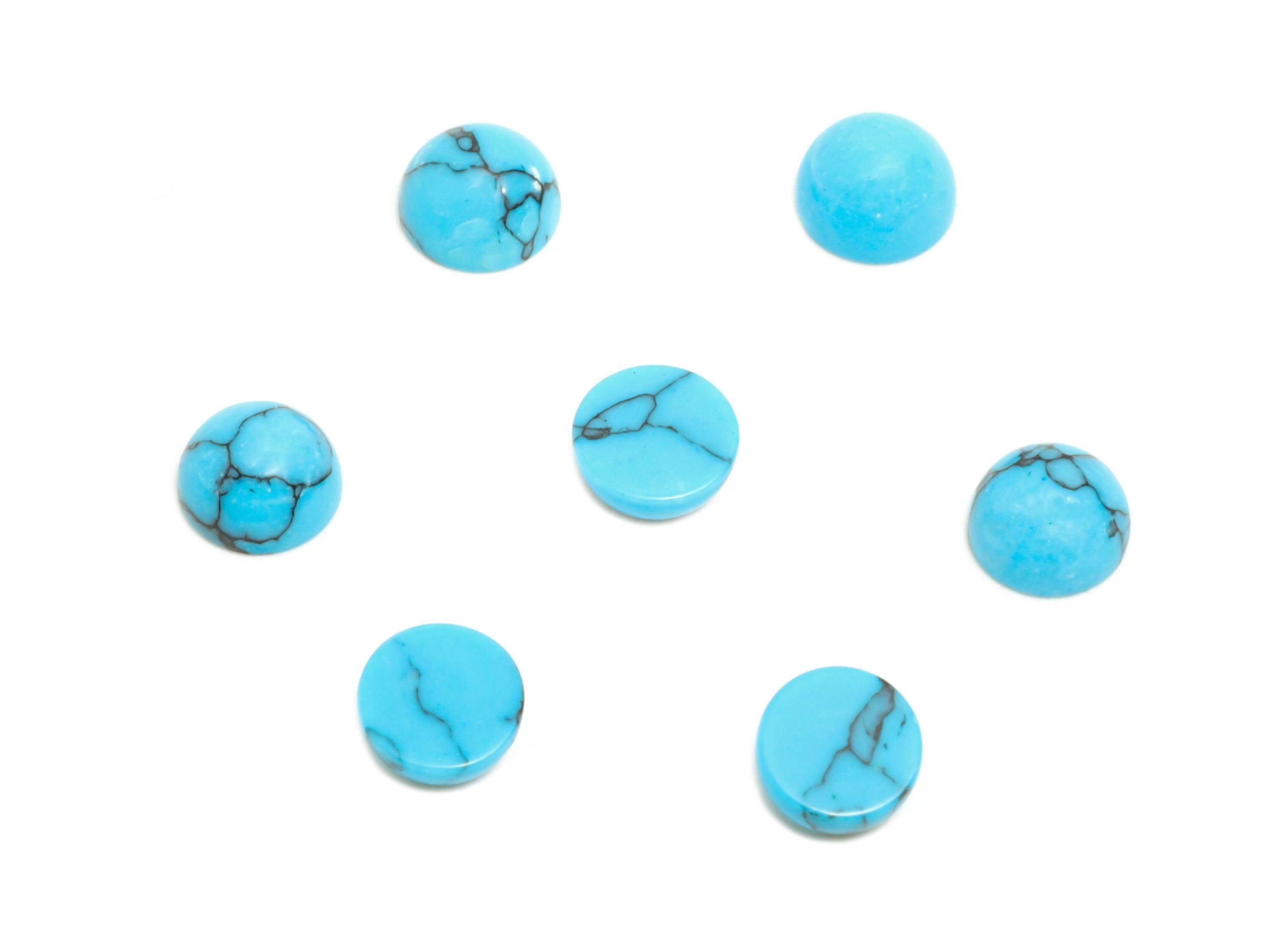 4mm Round Black Line Turquoise Cabochon - Natural Stone for Ring Setting - High-Quality Cabochon for Bezel Setting - Craft Making - NS2943 - DOMEDBAZAAR
