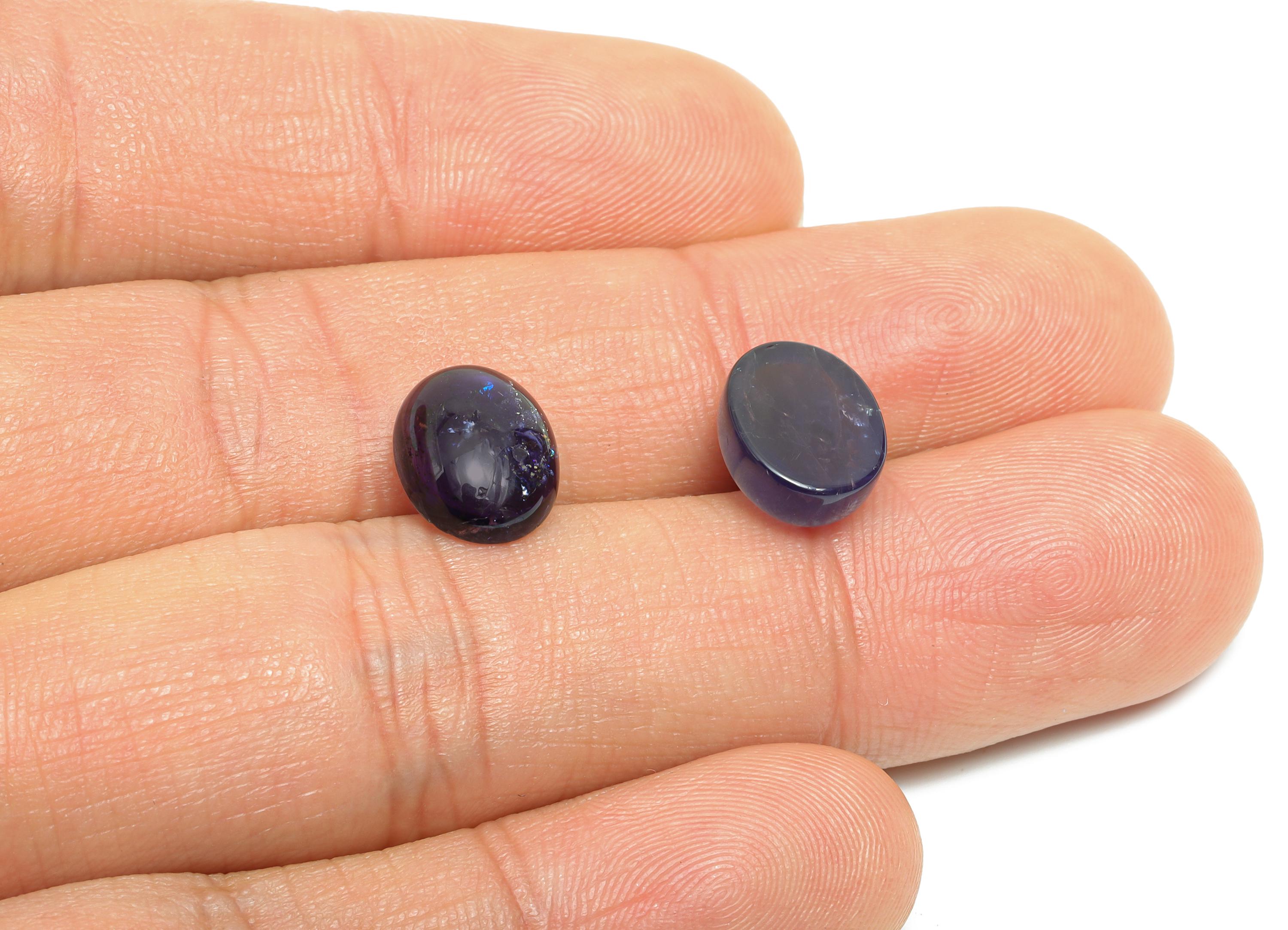 9*11mm Cabochon Oval Deep Blue Iolite - Cabochon For Jewelry - Polished Iolite For Ring Setting - Stone Jewelry Making - NS2713 - DOMEDBAZAAR