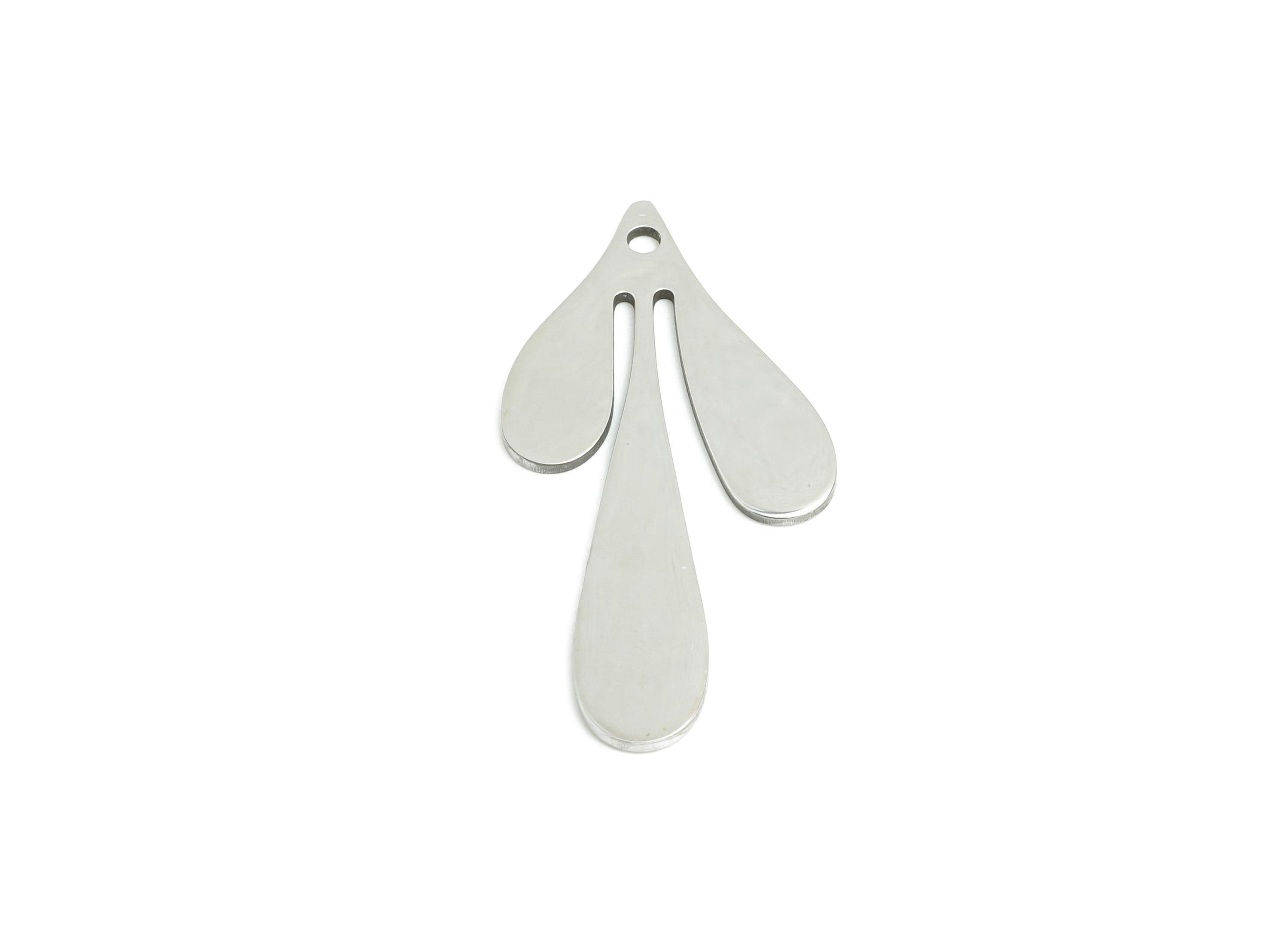 Steel Leaf Earring Charm - DIY Unique Drop Earring Charm - DIY Jewelry Making Supplies - Steel Earring Findings - 35x17x0.98mm - SS2519 - DOMEDBAZAAR