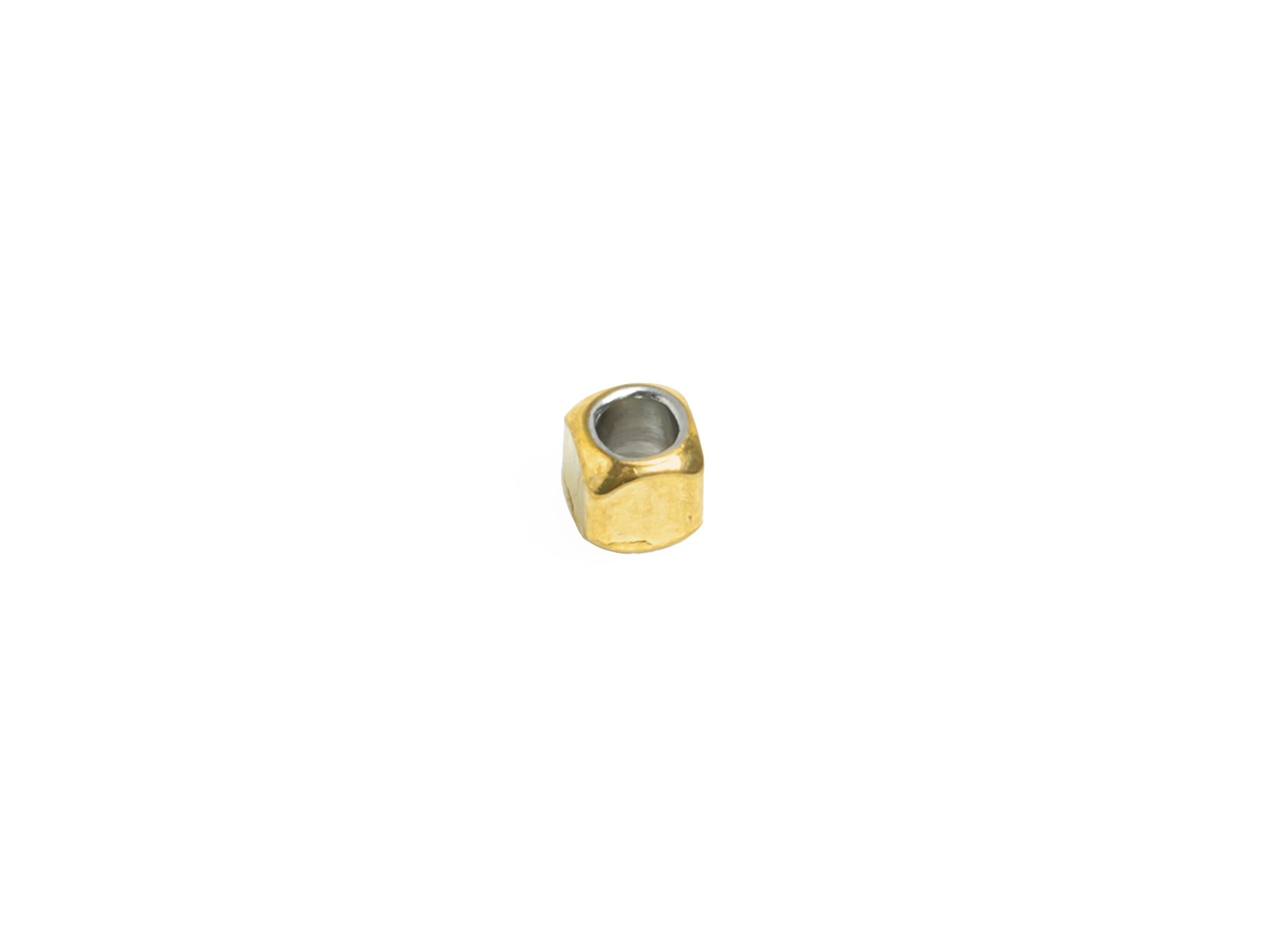 1.25mm Steel Spacer Bead - Beading Cube for Bracelet or Necklace - Metal Bead for Jewelry Making - 18K Vacuum Plated - 3x3x2mm - SS2363 - DOMEDBAZAAR