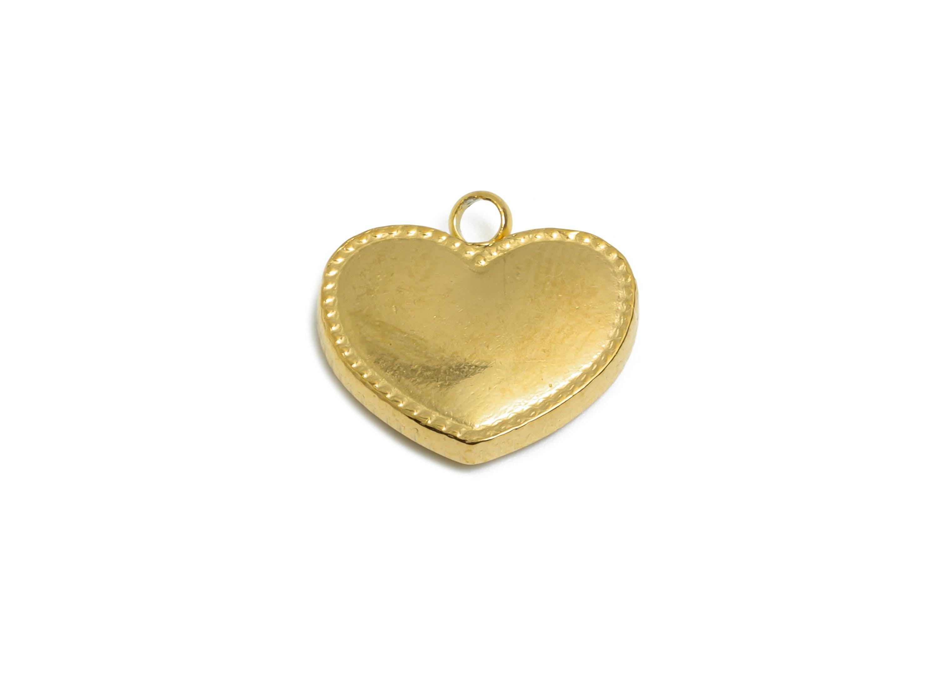 Stainless Steel Heart Pendant - Timeless Heart Necklace Pendant - Romantic Jewelry Making - 18K Vacuum Plated - 13.6x14.27x2.84mm - SS2198G - DOMEDBAZAAR