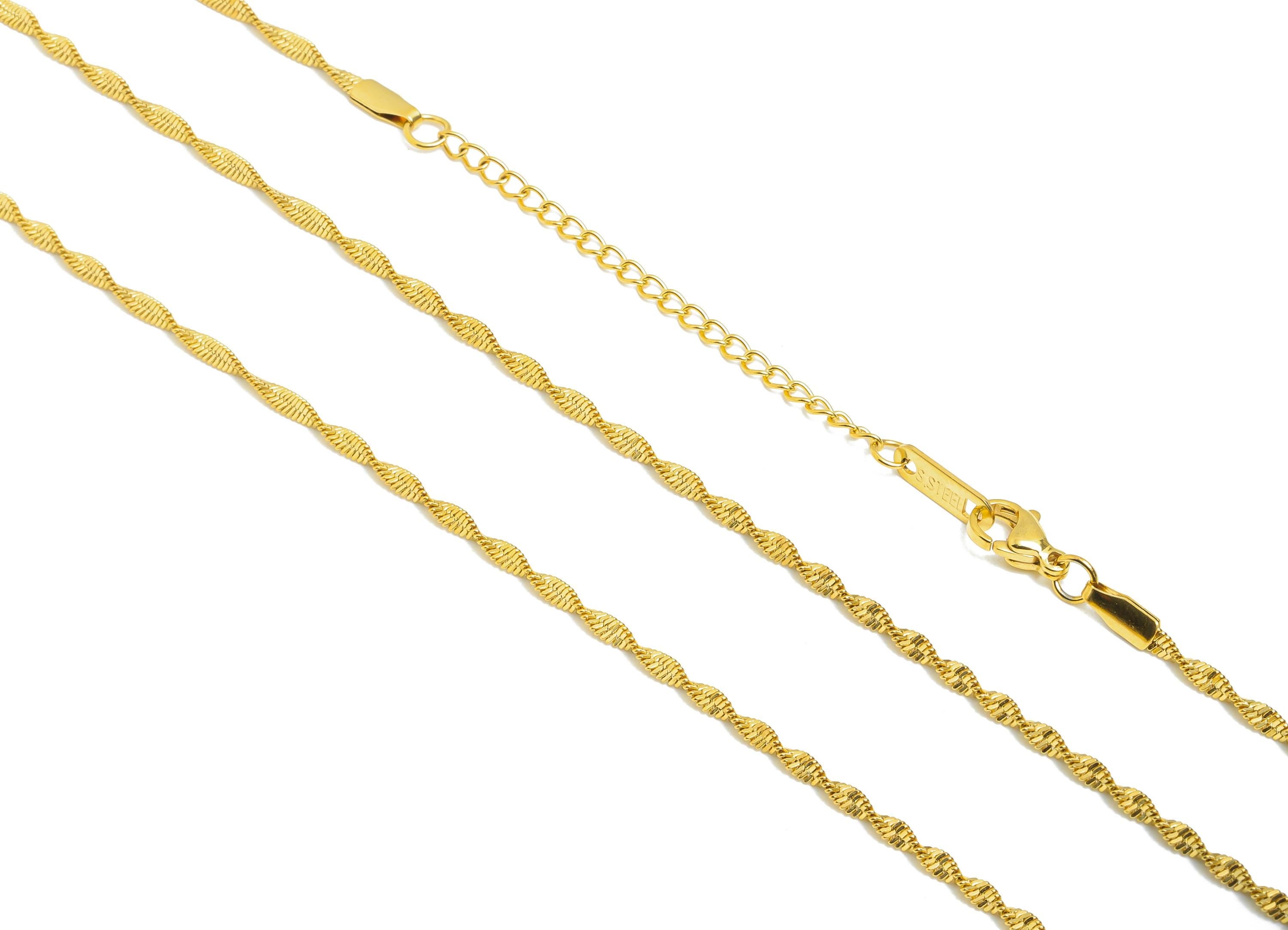 45+5cm Steel Twisted Rope Chain Necklace - Rope Chain Necklace - Unisex Minimalist Jewelry - 18K Real Vacuum Plating - 2x0.5mm -SS2580G - DOMEDBAZAAR