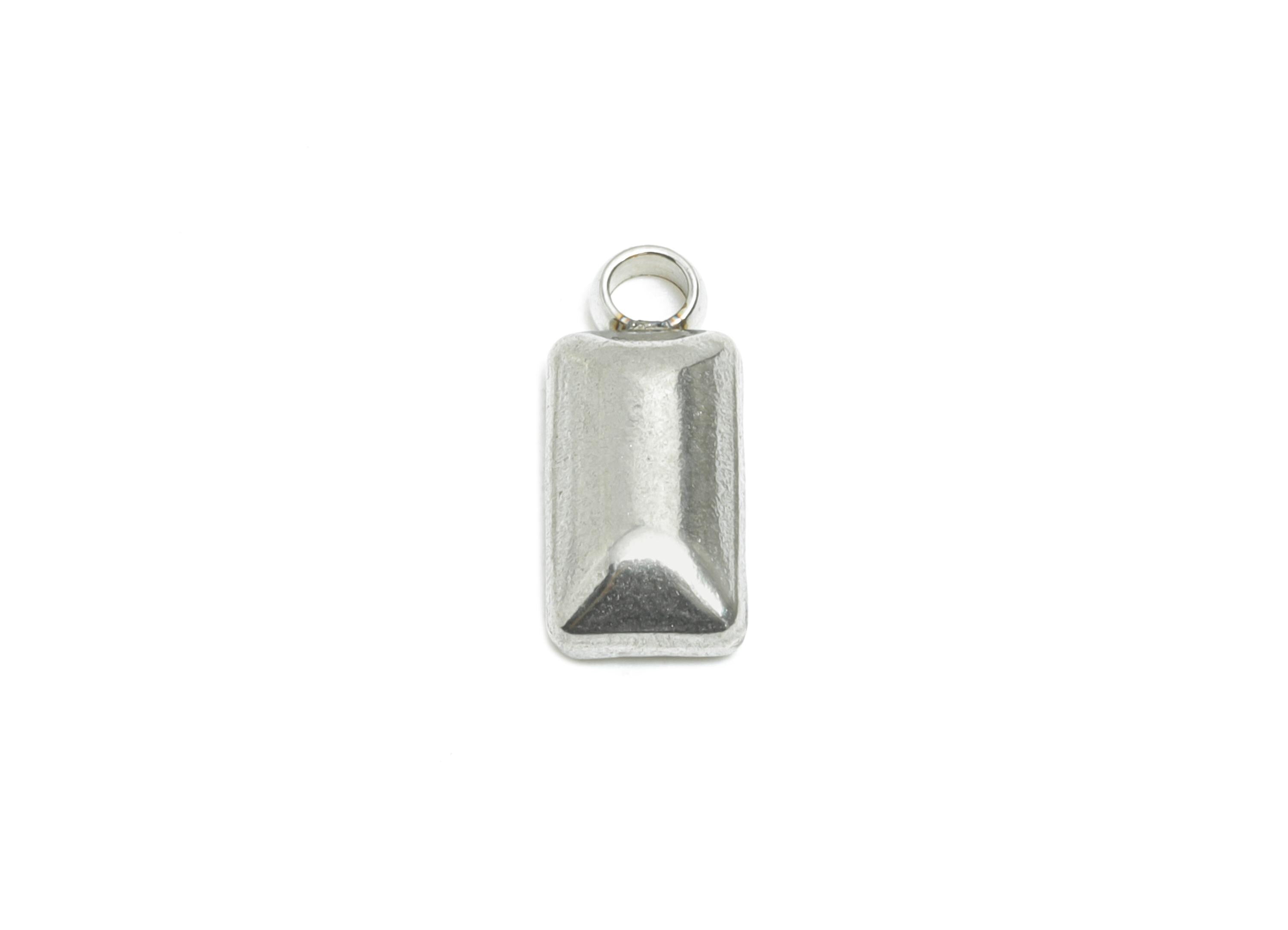 Stainless Steel Rectangle Charm - Mini Simple Steel Geometric Charm for Bracelet - Minimalist Metal Jewelry Accent - 11.8x4.9x2.8mm - SS2568 - DOMEDBAZAAR