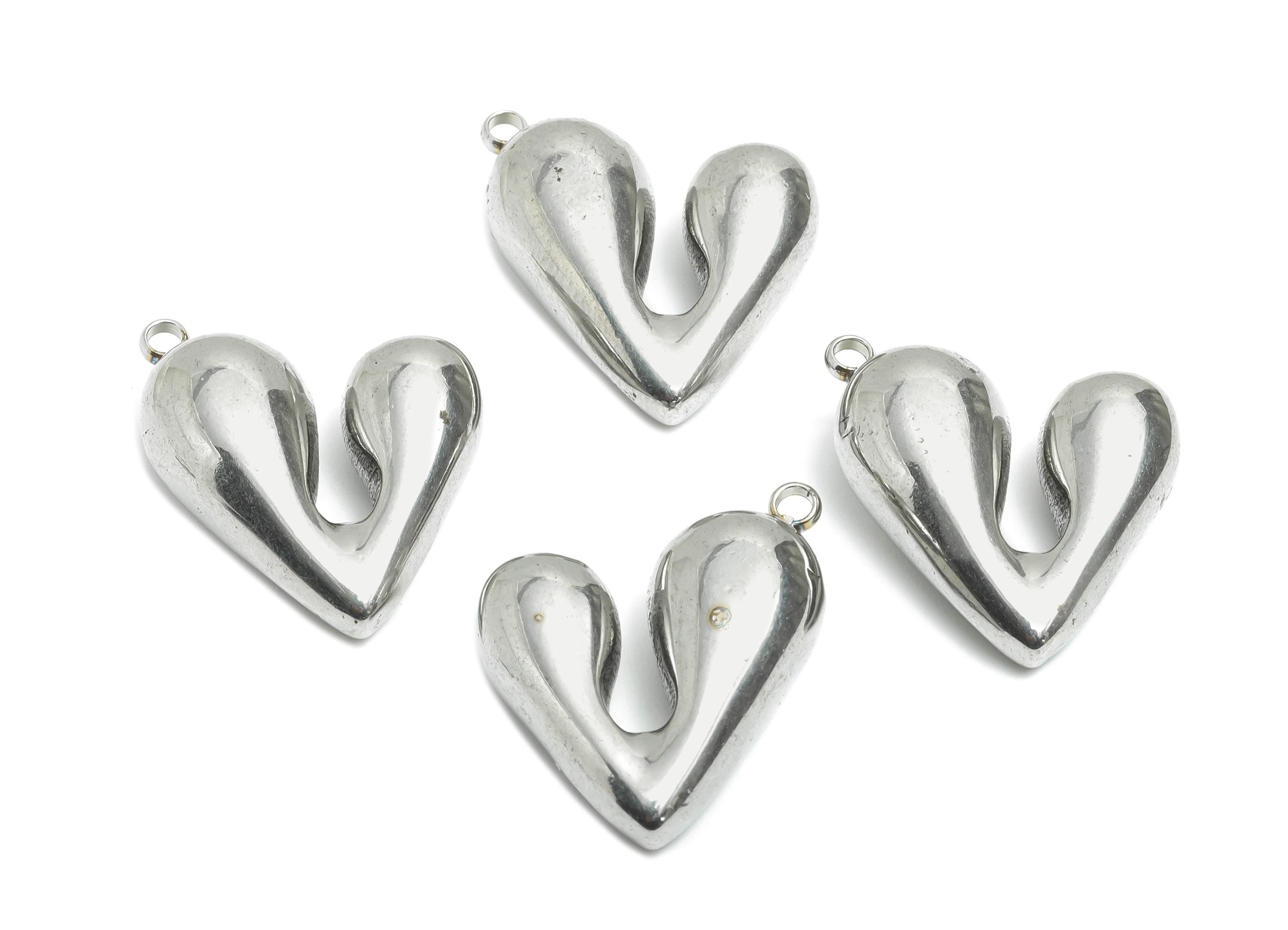 Steel Heart Pendant - Abstract Elegant Heart Necklace Pendant - Sleek Heart Jewelry Piece - Minimalist Jewelry - 18.12x21.24x8.05mm - SS2571 - DOMEDBAZAAR