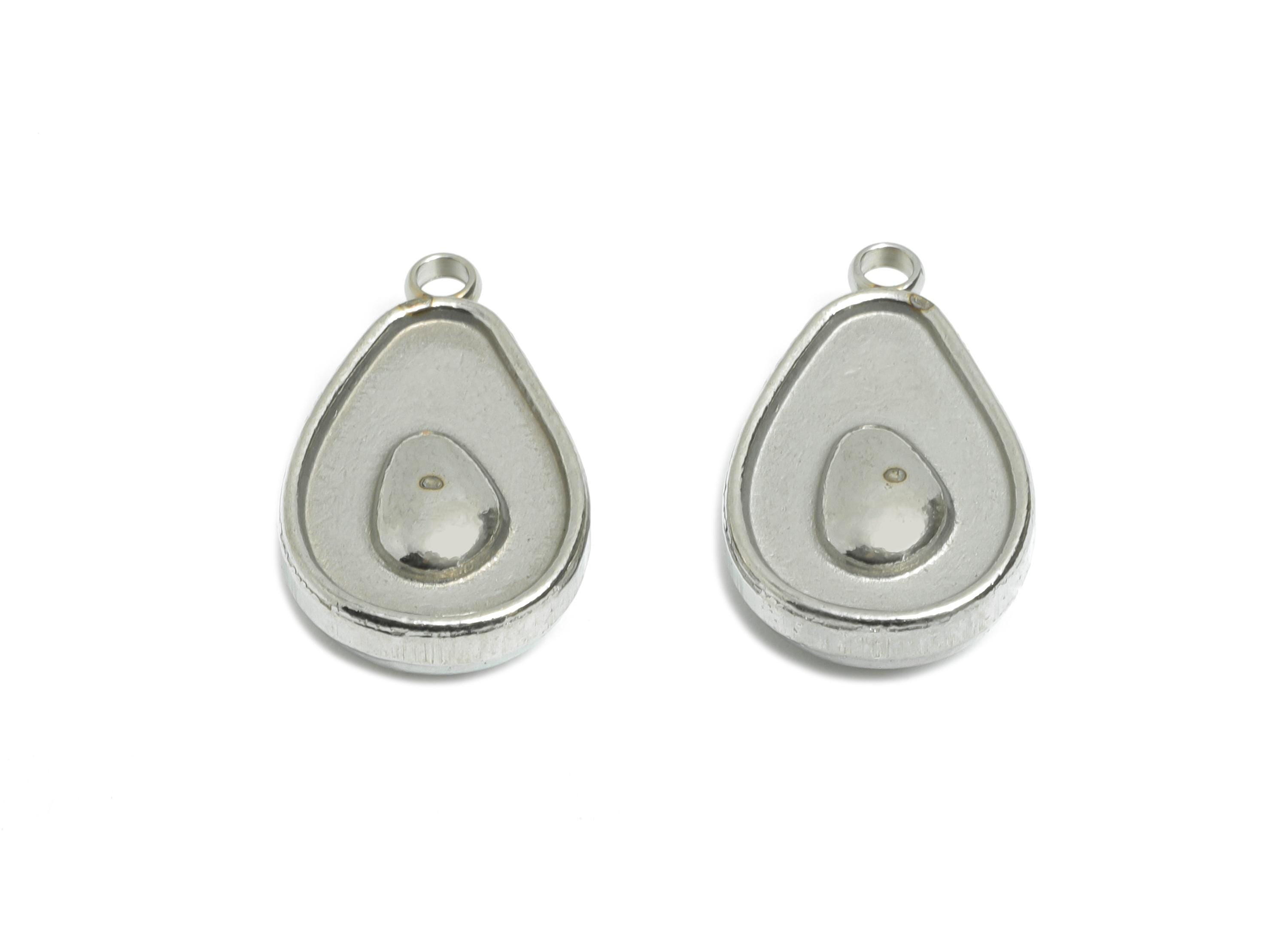 Stainless Steel Avocado Charm - Steel Sleek Fruit Pendant - Minimalist Avocado Jewelry Accessory - Steel Finding - 18.6x11.5x6.73mm - SS2569 - DOMEDBAZAAR