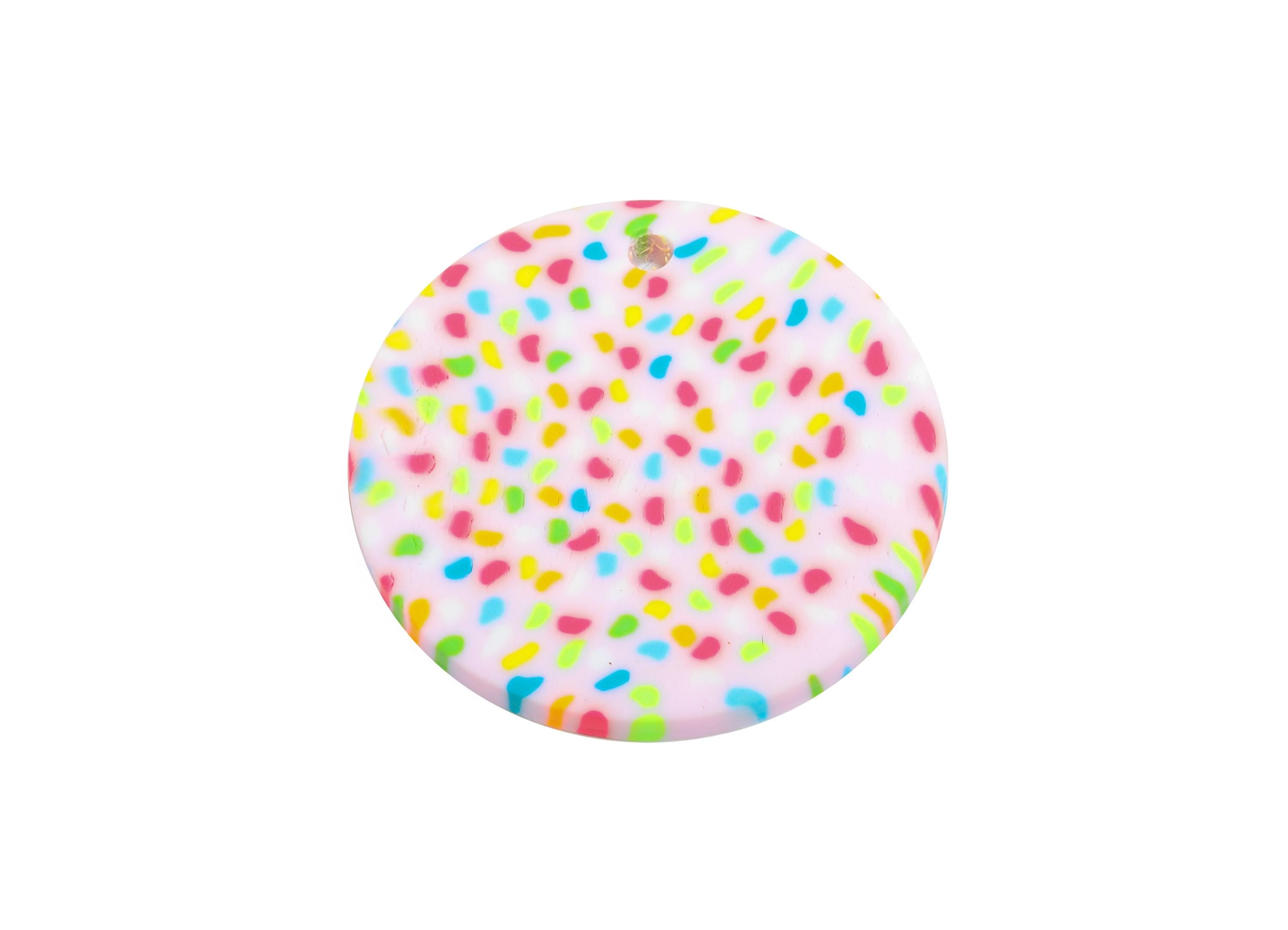 Colorful Sprinkles Polymer Clay Pendant - Vibrant Sprinkle Pattern Pendant Jewelry - Birthday Cake Jewelry Piece - 26x25x2.22mm - PC2357 - DOMEDBAZAAR