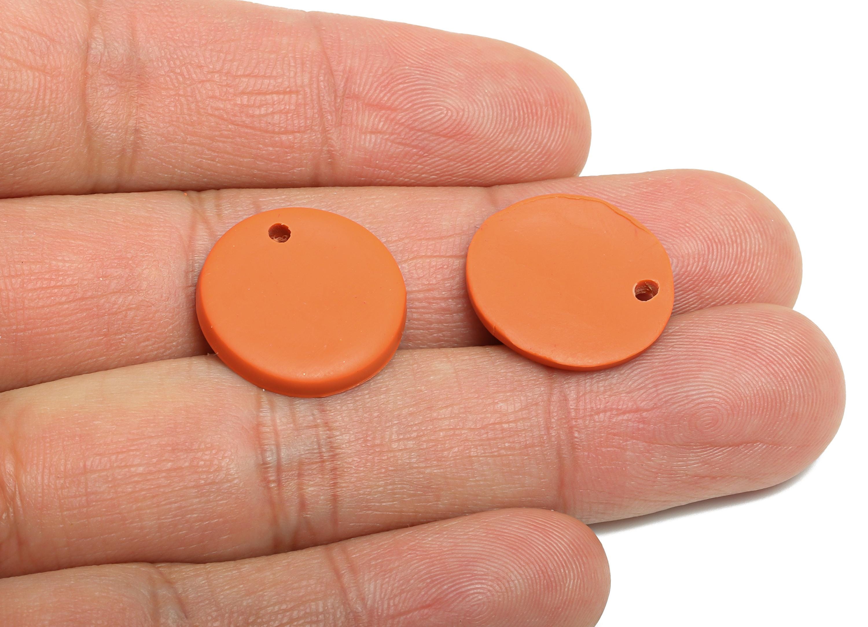 Polymer Clay Round Charms - Handmade Orange Charms - Earring Findings - Bold Geometric Fashion - Whimsical Polymer Clay - 18x18x2mm-PC2420