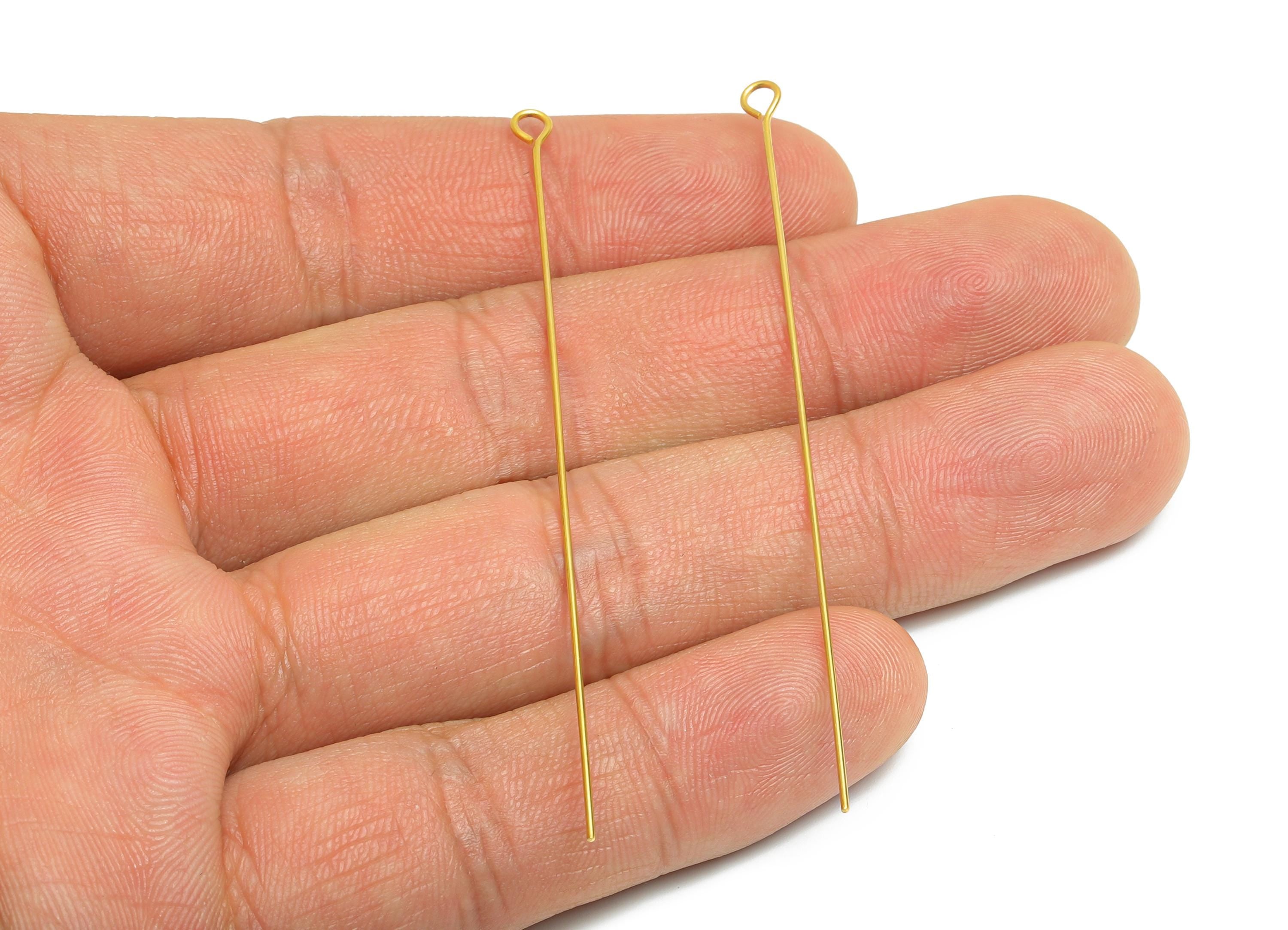 0.7*70mm Steel Eye Pin - Beading Eye Pins for Jewelry - Bulk Eye Beading Supplies for Handmade Jewelry - 18K Real Vacuum Plating -SS2131-70G - DOMEDBAZAAR