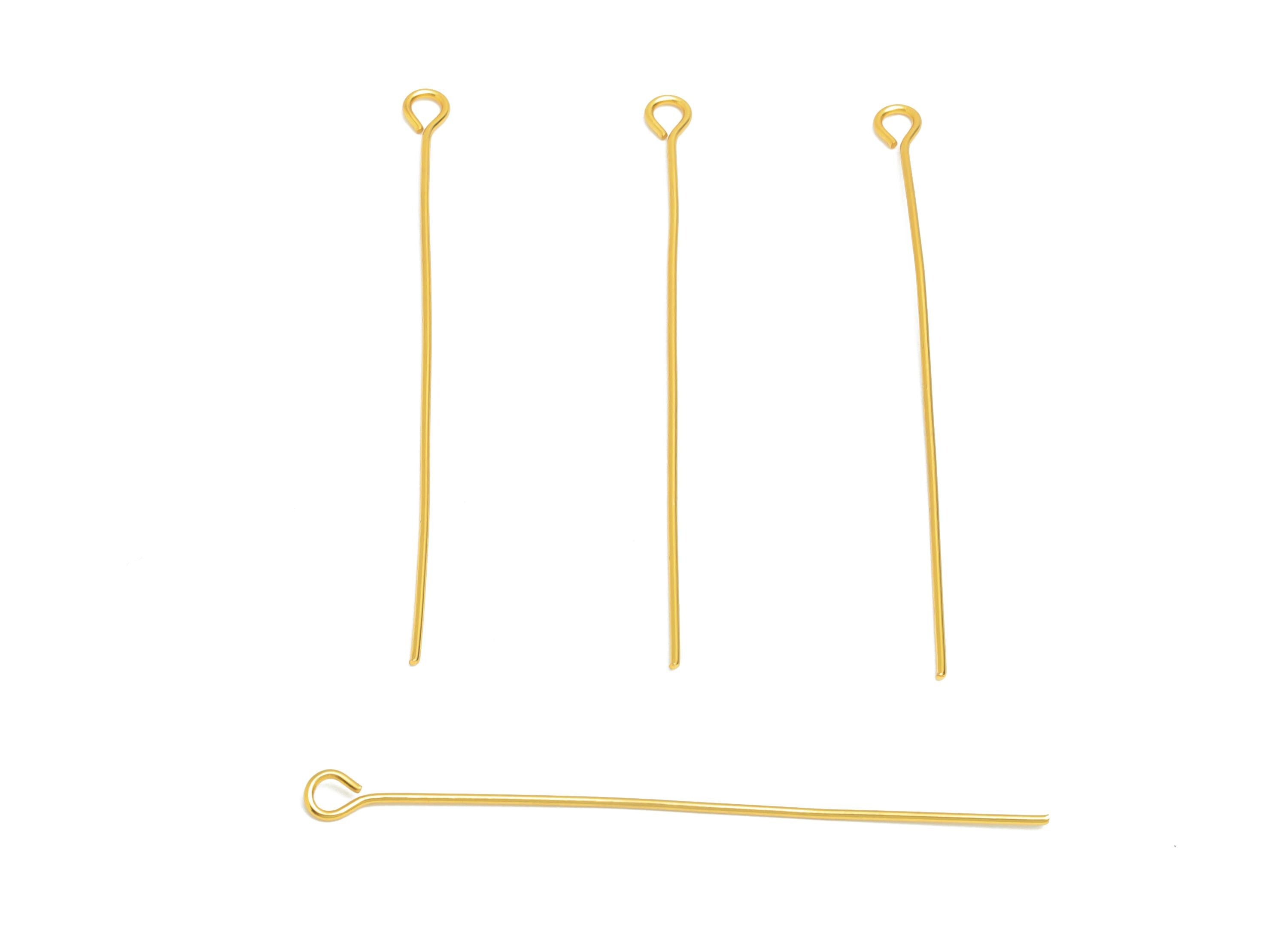 0.7*50mm Steel Eye Pin - Beading Eye Pins for Jewelry - Bulk Eye Beading Supplies for Handmade Jewelry - 18K Real Vacuum Plating -SS2131-50G - DOMEDBAZAAR