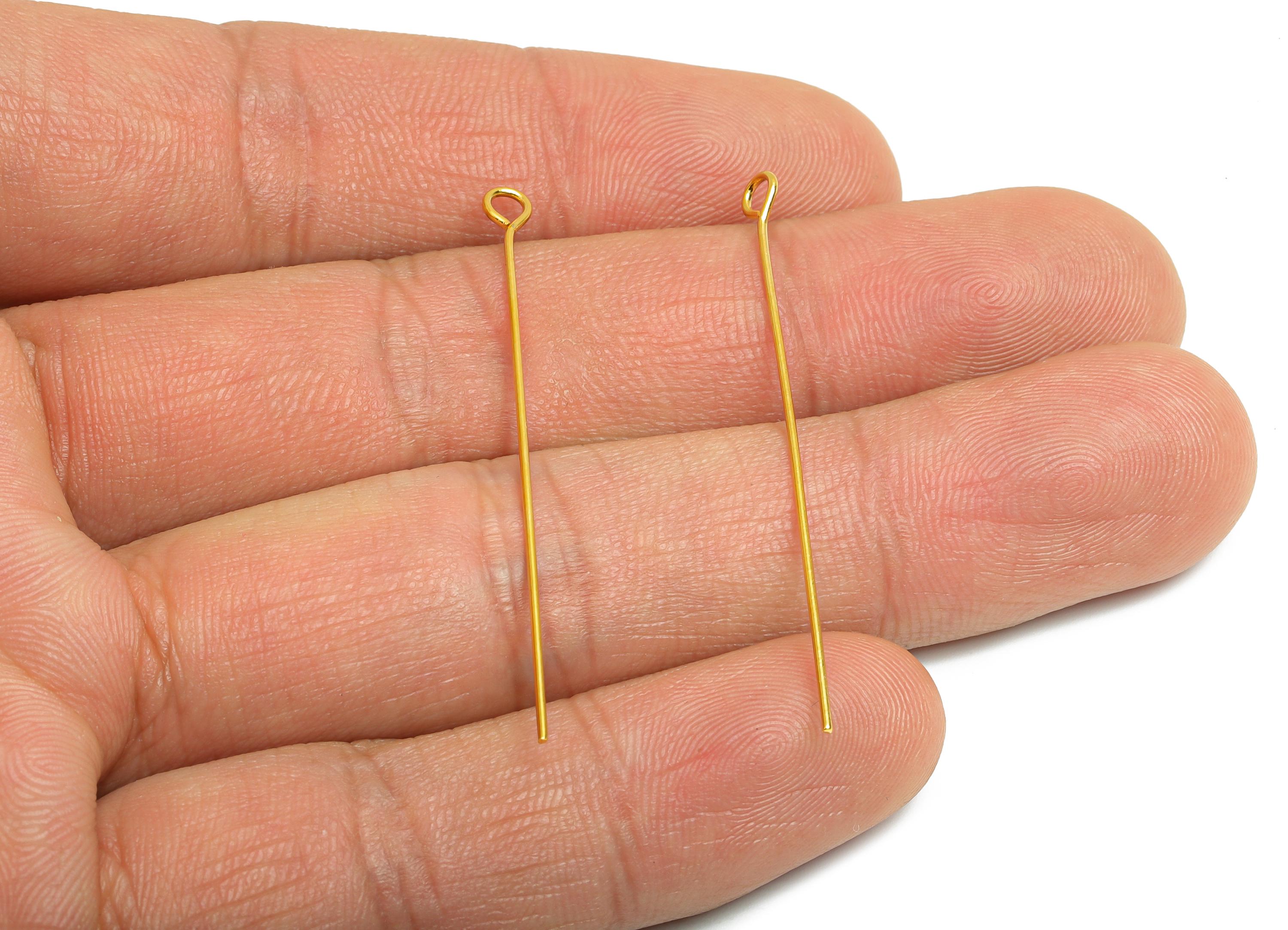 0.7*45mm Steel Eye Pin - Beading Eye Pins for Jewelry - Bulk Eye Beading Supplies for Handmade Jewelry - 18K Real Vacuum Plating -SS2131-45G - DOMEDBAZAAR