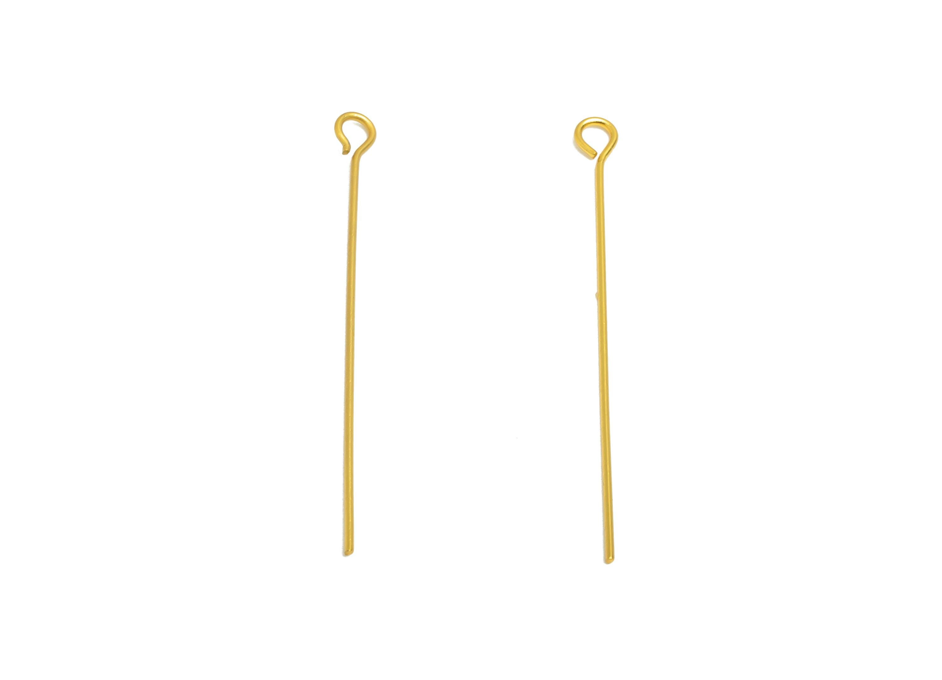0.7*40mm Steel Eye Pin - Beading Eye Pins for Jewelry - Bulk Eye Beading Supplies for Handmade Jewelry - 18K Real Vacuum Plating -SS2131-40G - DOMEDBAZAAR