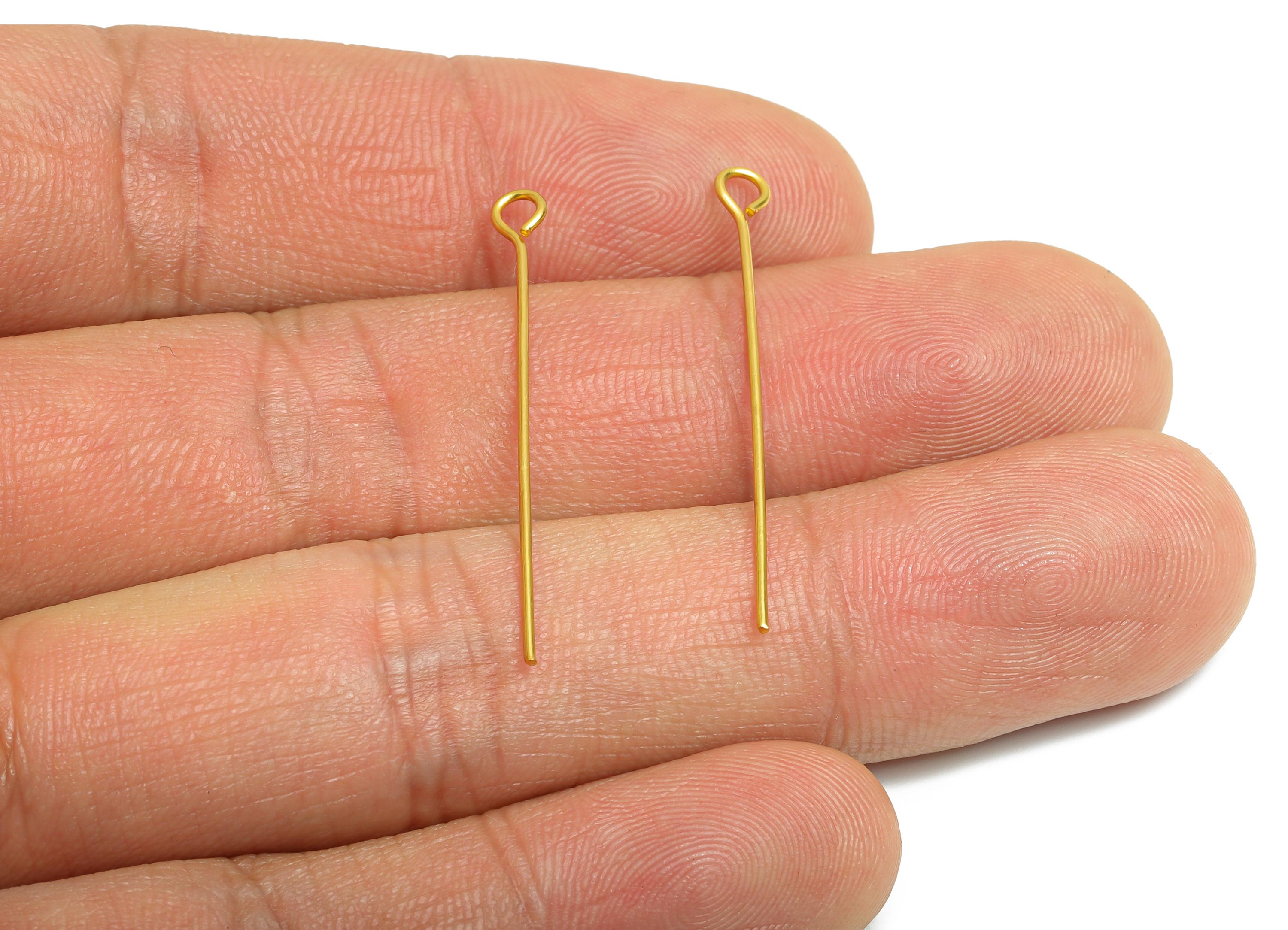 0.7*35mm Steel Eye Pin - Beading Eye Pins for Jewelry - Bulk Eye Beading Supplies for Handmade Jewelry - 18K Real Vacuum Plating -SS2131-35G - DOMEDBAZAAR