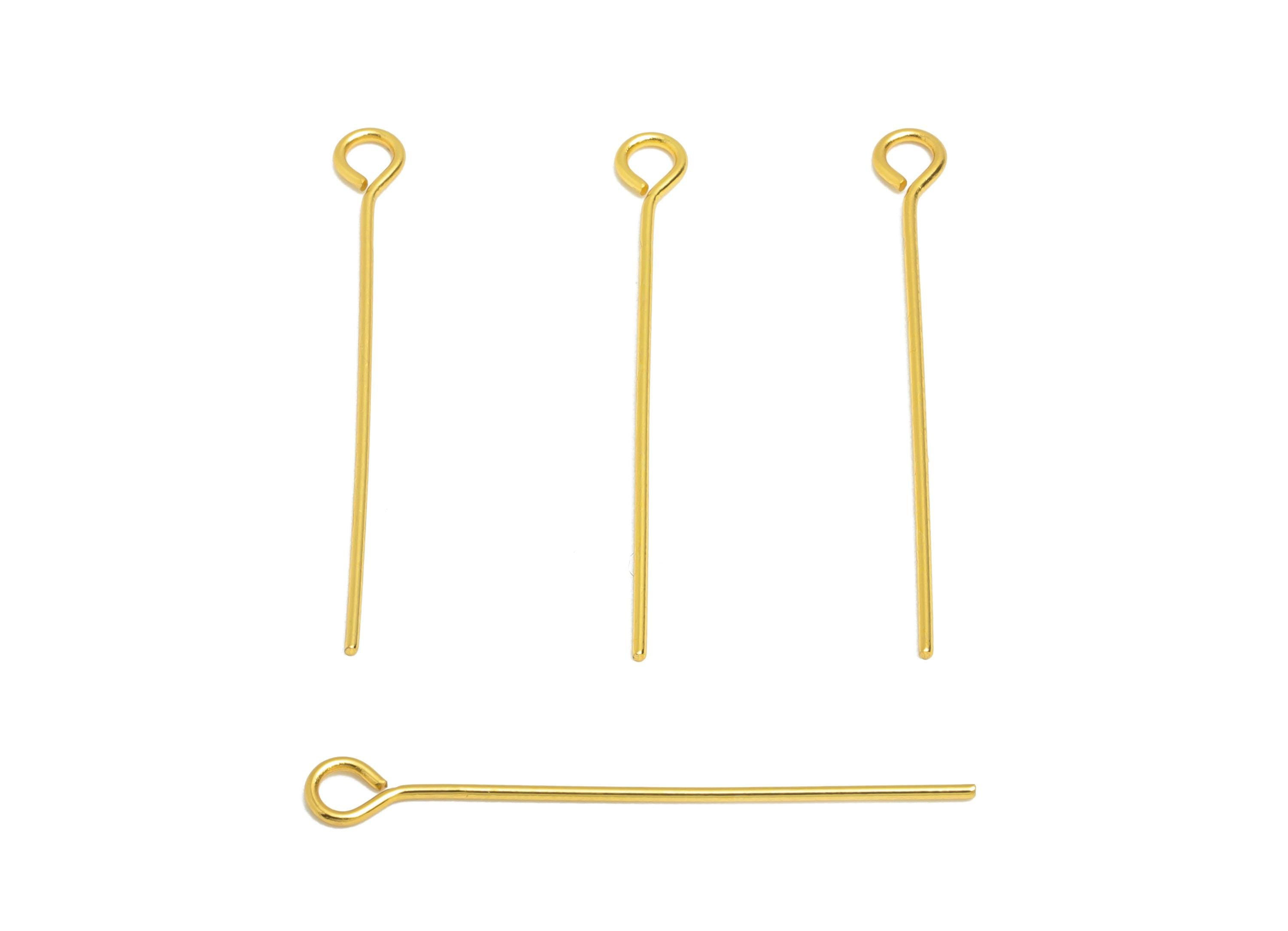 0.7*30mm Steel Eye Pin - Beading Eye Pins for Jewelry - Bulk Eye Beading Supplies for Handmade Jewelry - 18K Real Vacuum Plating -SS2131-30G - DOMEDBAZAAR