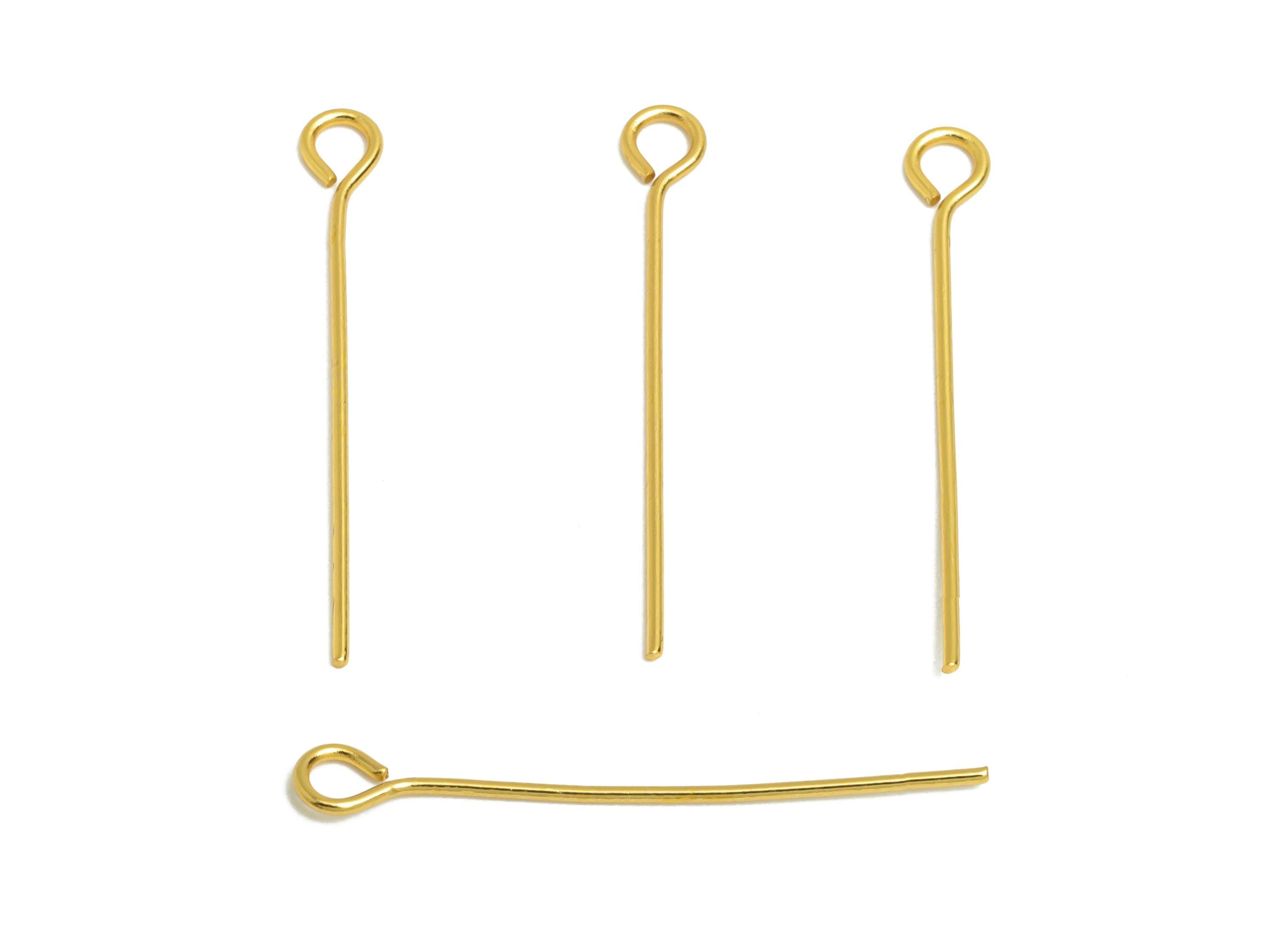 0.7*22mm Steel Eye Pin - Beading Eye Pins for Jewelry - Bulk Eye Beading Supplies for Handmade Jewelry - 18K Real Vacuum Plating -SS2131-22G - DOMEDBAZAAR