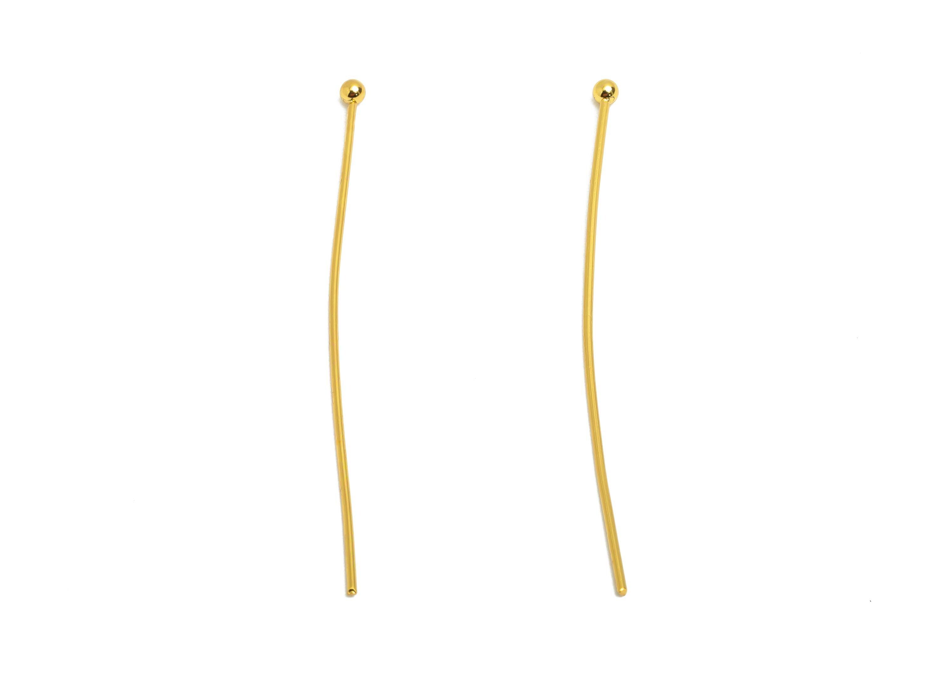 0.7*45mm Steel Ball Head Pin - Ball Head Pin Crafting & Beading Headpin - Ball Head Pins for Jewelry - 18K Real Vacuum Plating - SS2132-45G - DOMEDBAZAAR