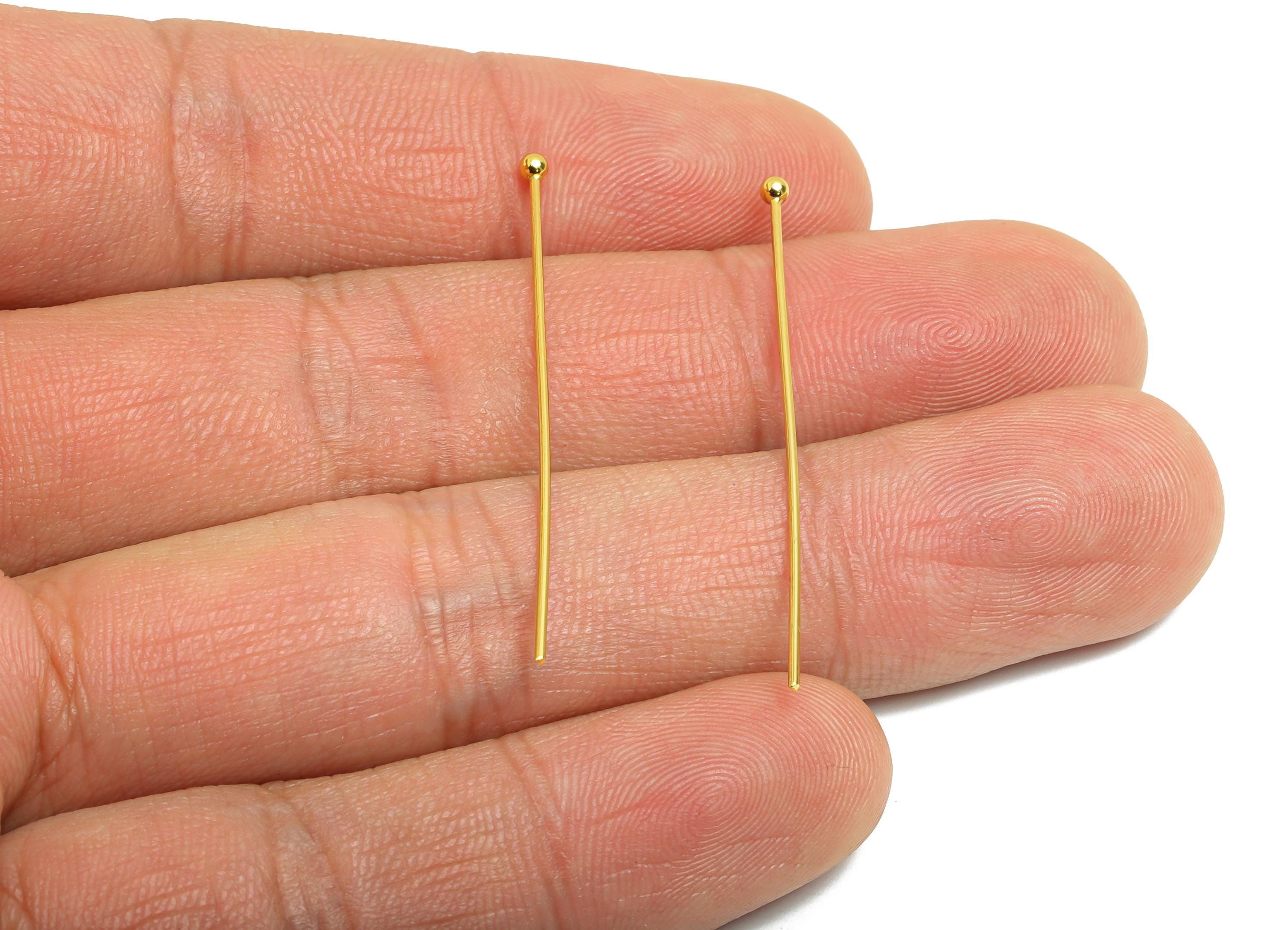0.7*40mm Steel Ball Head Pin - Ball Head Pin Crafting & Beading Headpin - Ball Head Pins for Jewelry - 18K Real Vacuum Plating - SS2132-40G - DOMEDBAZAAR