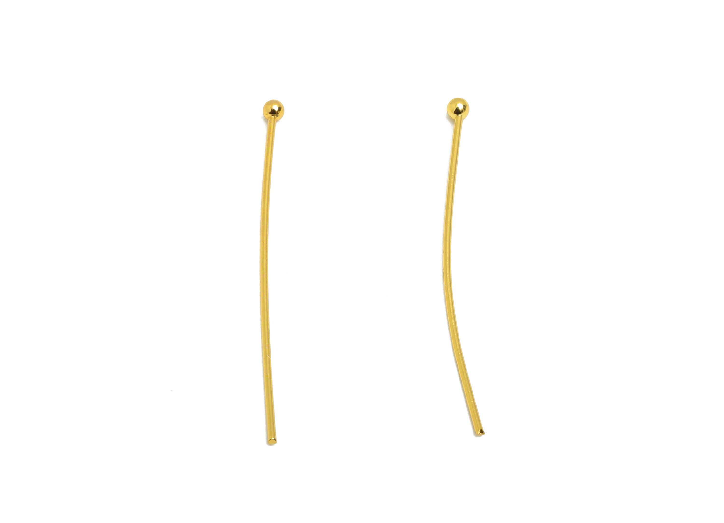 0.7*35mm Steel Ball Head Pin - Ball Head Pin Crafting & Beading Headpin - Ball Head Pins for Jewelry - 18K Real Vacuum Plating - SS2132-35G - DOMEDBAZAAR