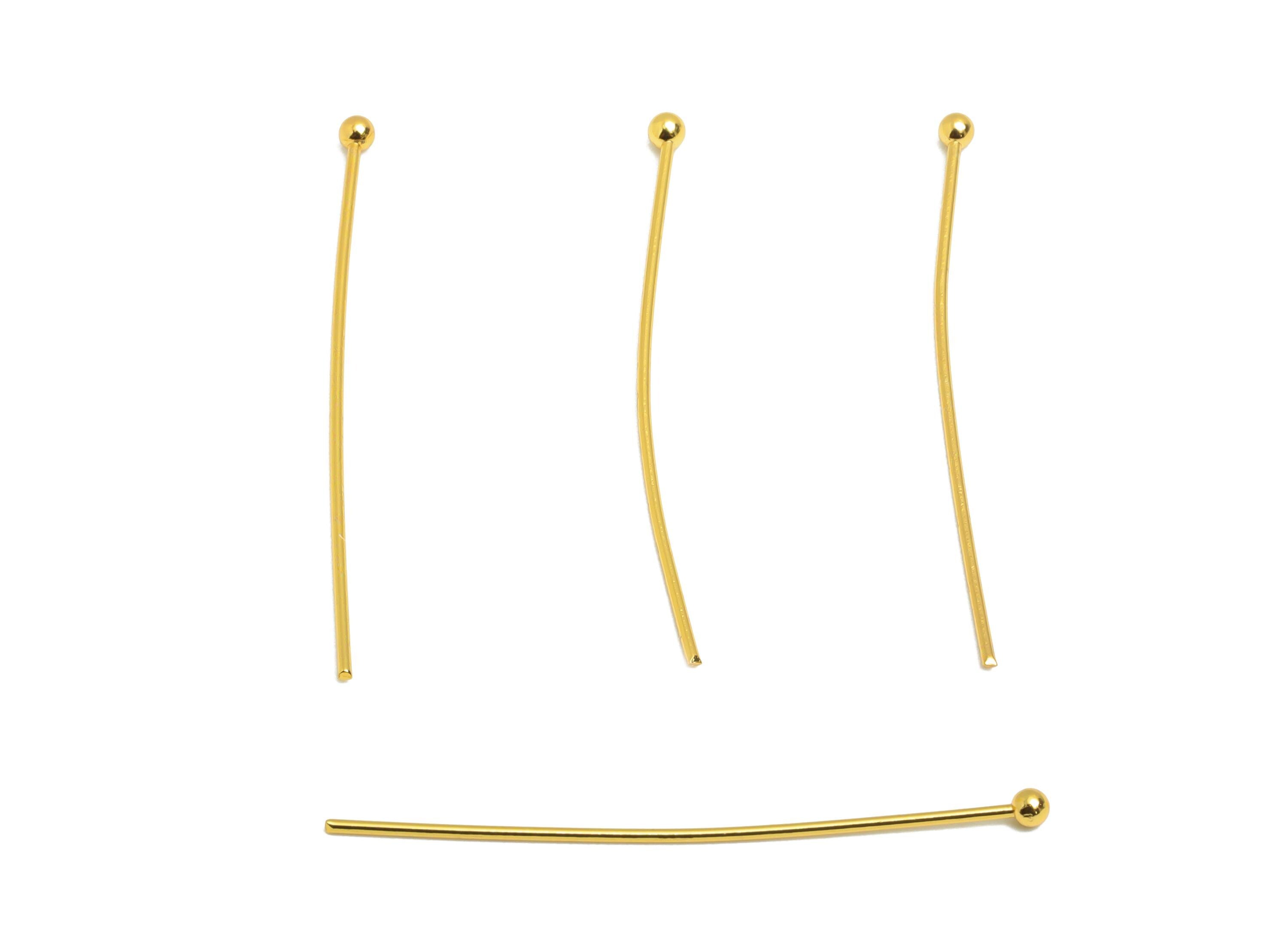 0.7*35mm Steel Ball Head Pin - Ball Head Pin Crafting & Beading Headpin - Ball Head Pins for Jewelry - 18K Real Vacuum Plating - SS2132-35G - DOMEDBAZAAR