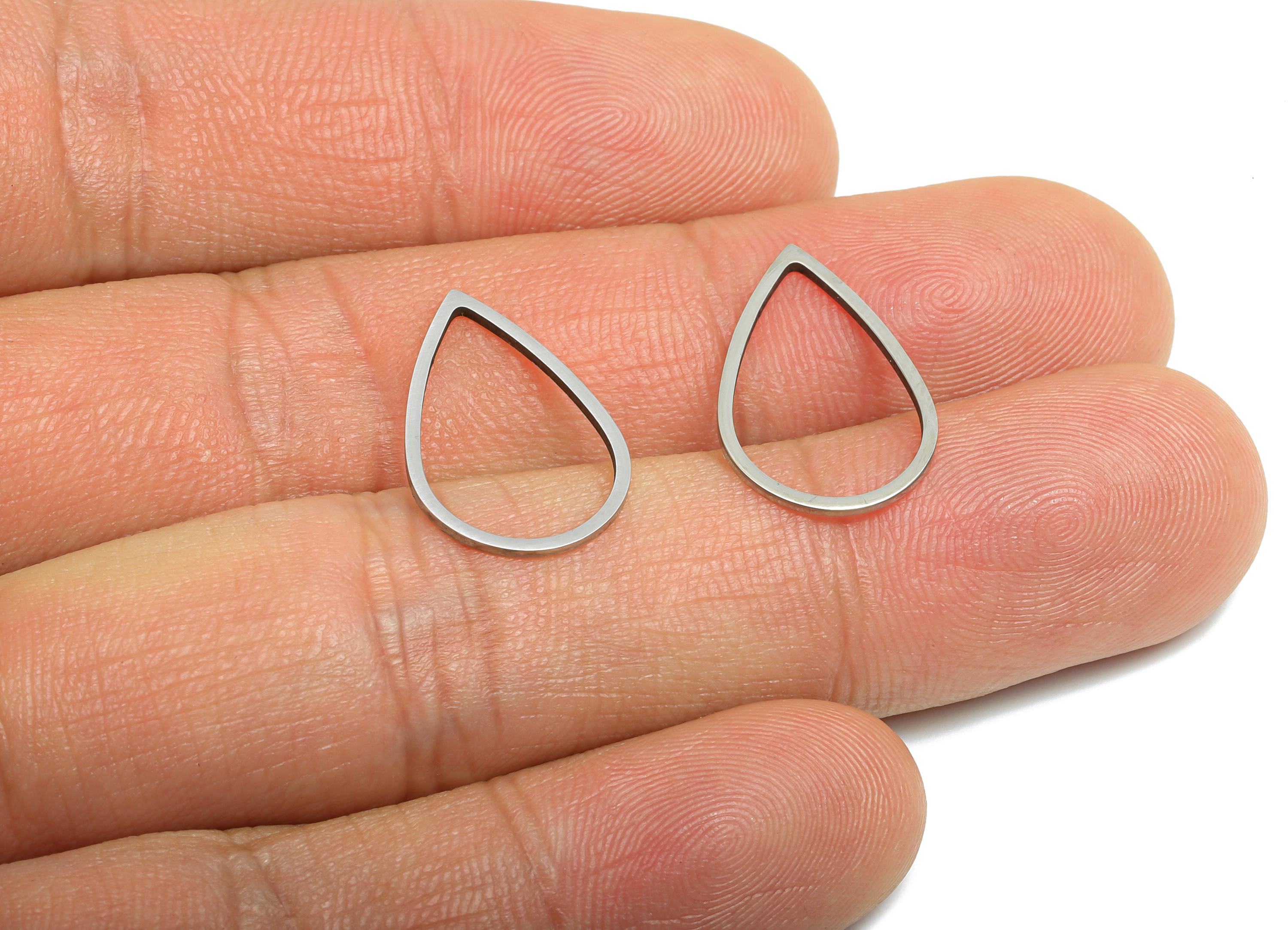 Steel Teardrop Charm - Stainless Steel Teardrop Connector - Teardrop Frame Link for Earrings - DIY Earrings Metal Frame - 19x12x0.8mm-SS2698 - DOMEDBAZAAR