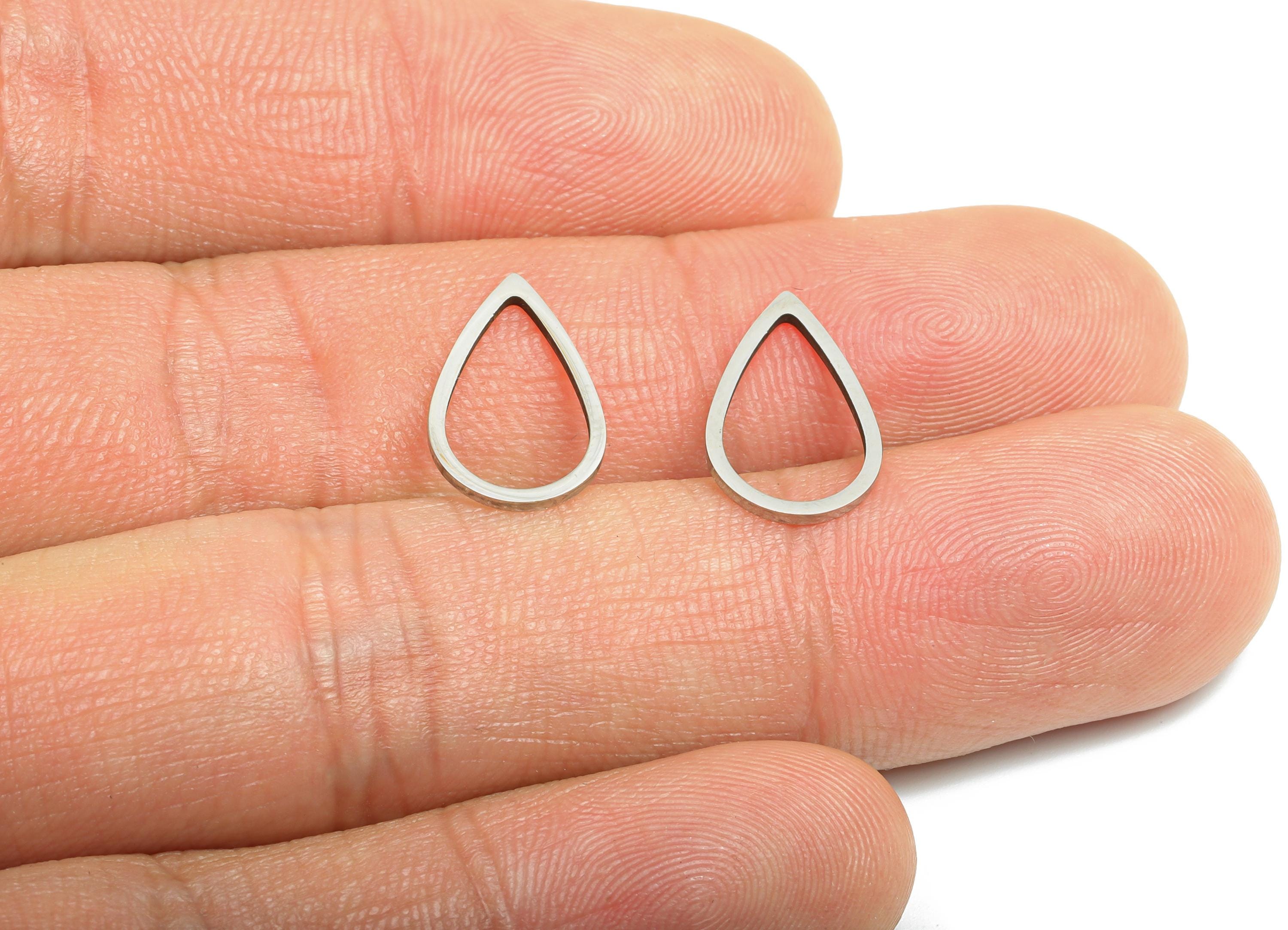 Steel Teardrop Charm - Stainless Steel Teardrop Connector - Teardrop Frame Link for Earrings - DIY Earrings Metal Frame - 13x9x0.8mm-SS2699 - DOMEDBAZAAR