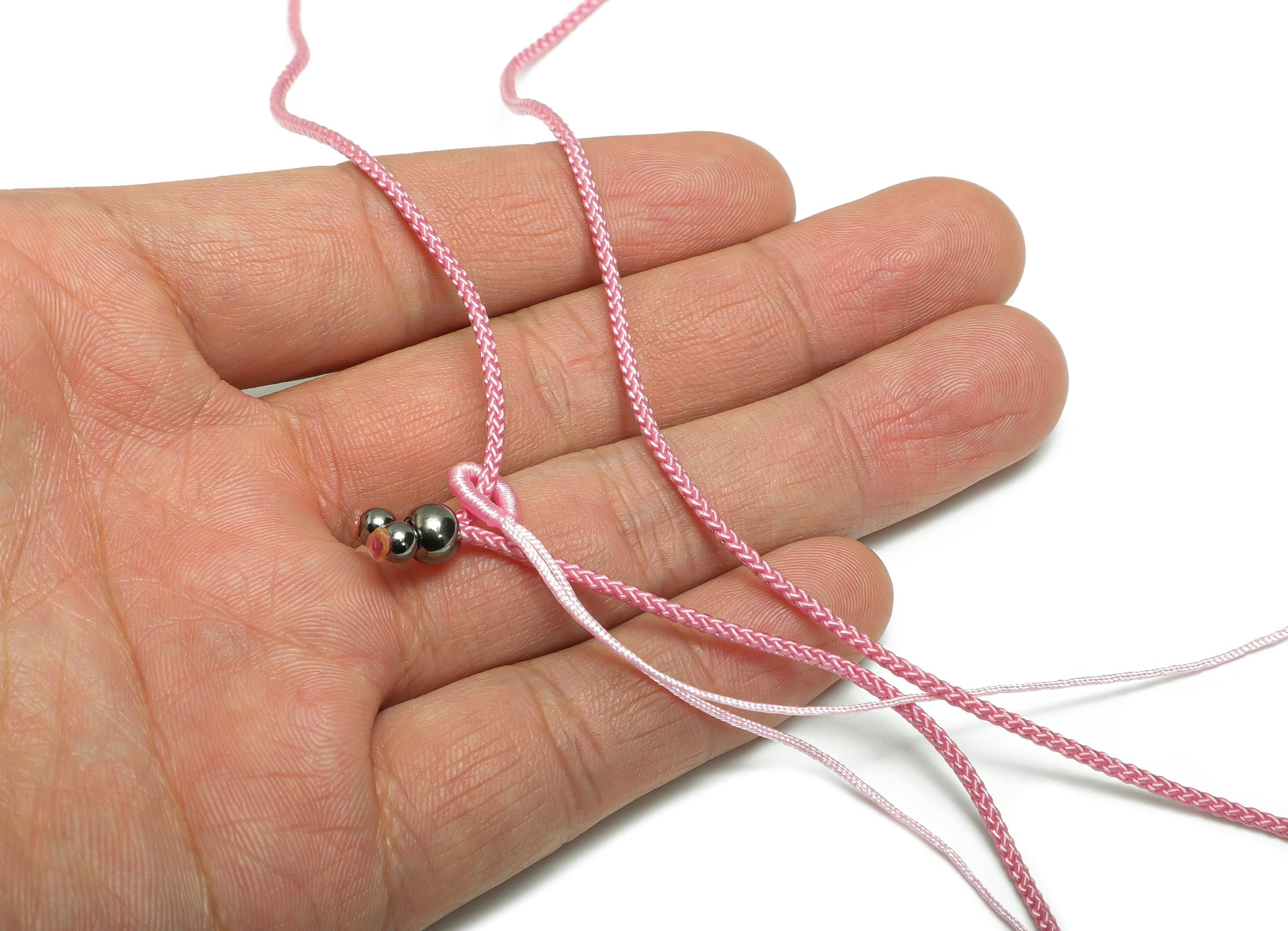 Pink Adjustable Braided Cord - Polyamid Glass Handmade Knot Necklace - Customizable Cord Necklace for Pendant - Boho Necklace Making-HM1060B - DOMEDBAZAAR