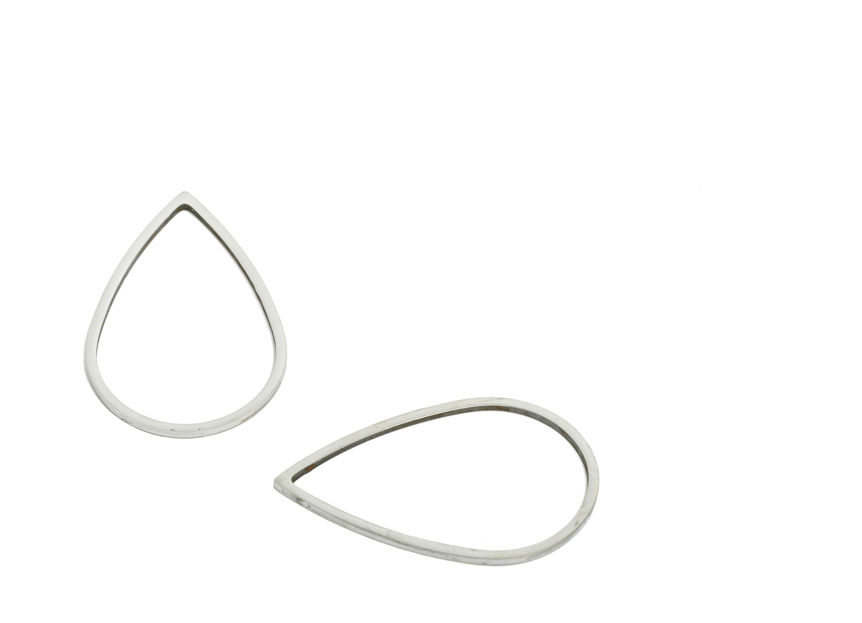 Steel Teardrop Charm - Stainless Steel Teardrop Connector - Teardrop Frame Link for Earring - DIY Earring Metal Frame - 25x16x0.8mm - SS2697 - DOMEDBAZAAR