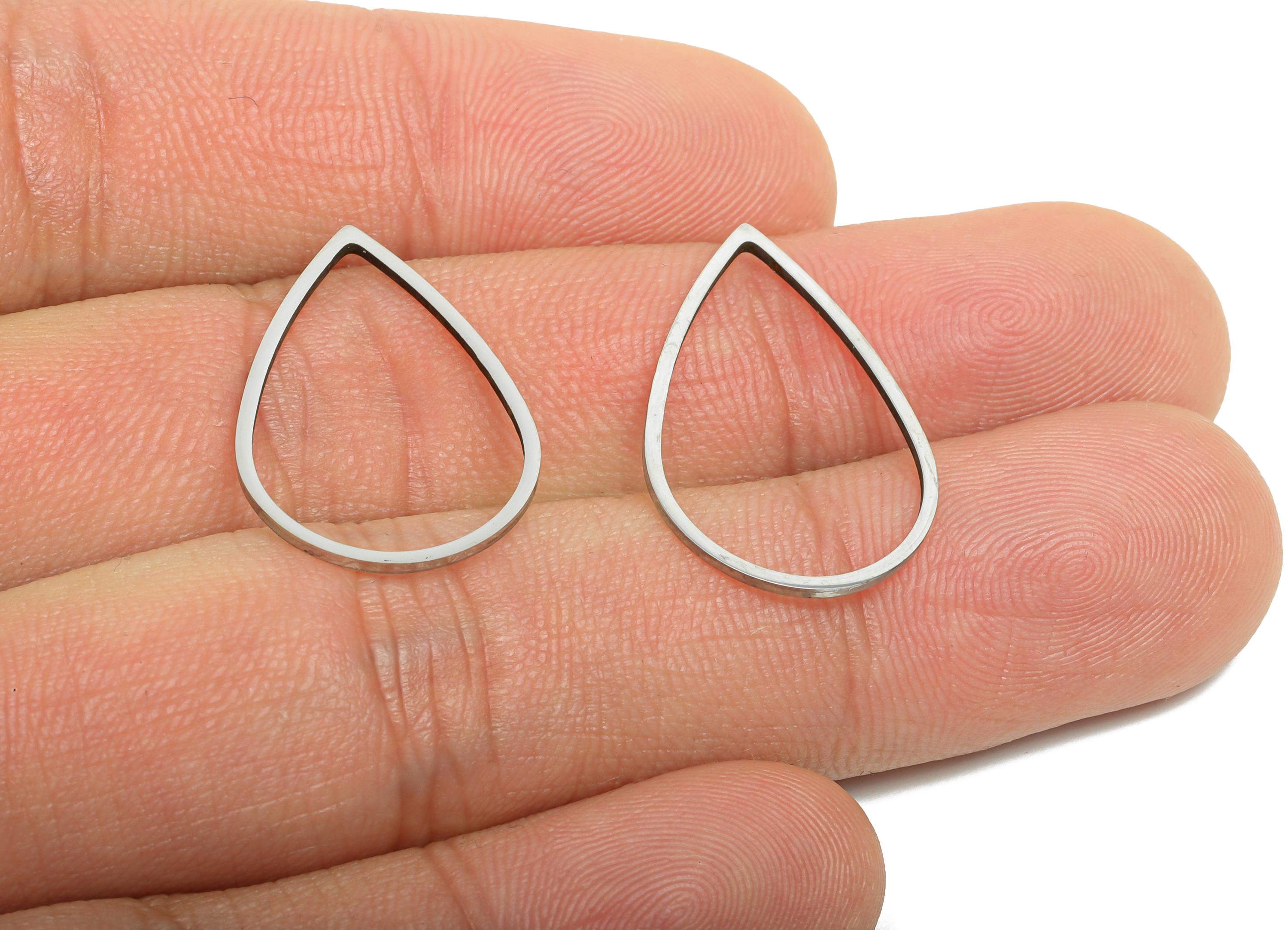 Steel Teardrop Charm - Stainless Steel Teardrop Connector - Teardrop Frame Link for Earring - DIY Earring Metal Frame - 25x16x0.8mm - SS2697 - DOMEDBAZAAR